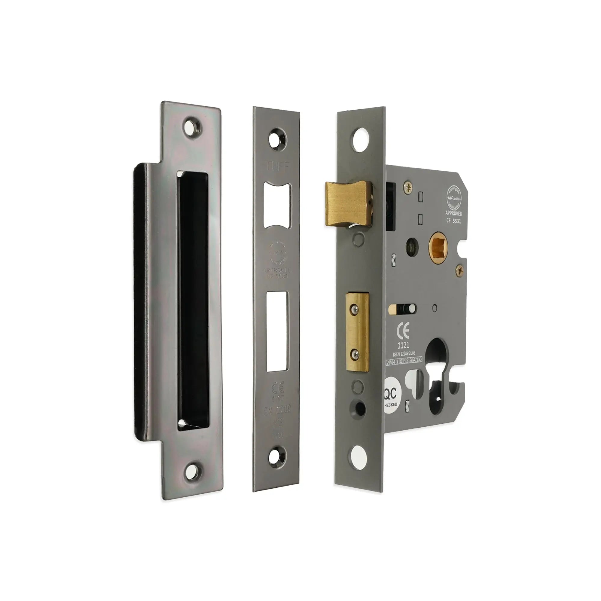 2.5" CE Euro Profile Mortice Sash Lock - Black Nickel Spira