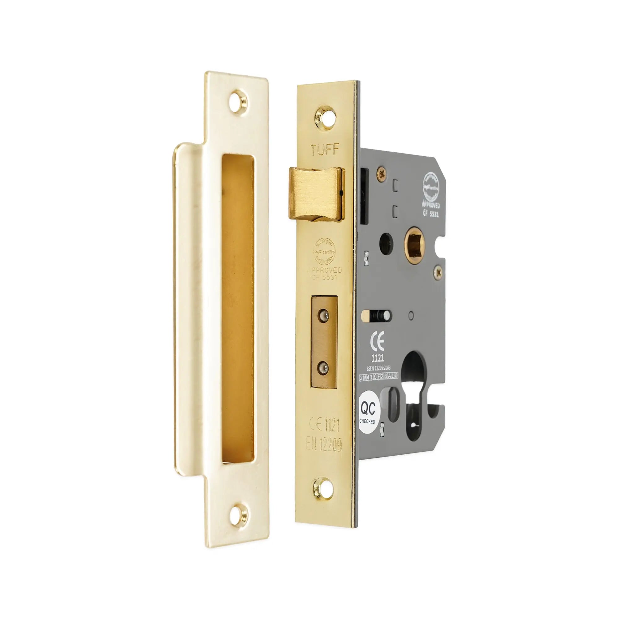2.5" CE Euro Profile Mortice Sash Lock - Electro Brass Spira