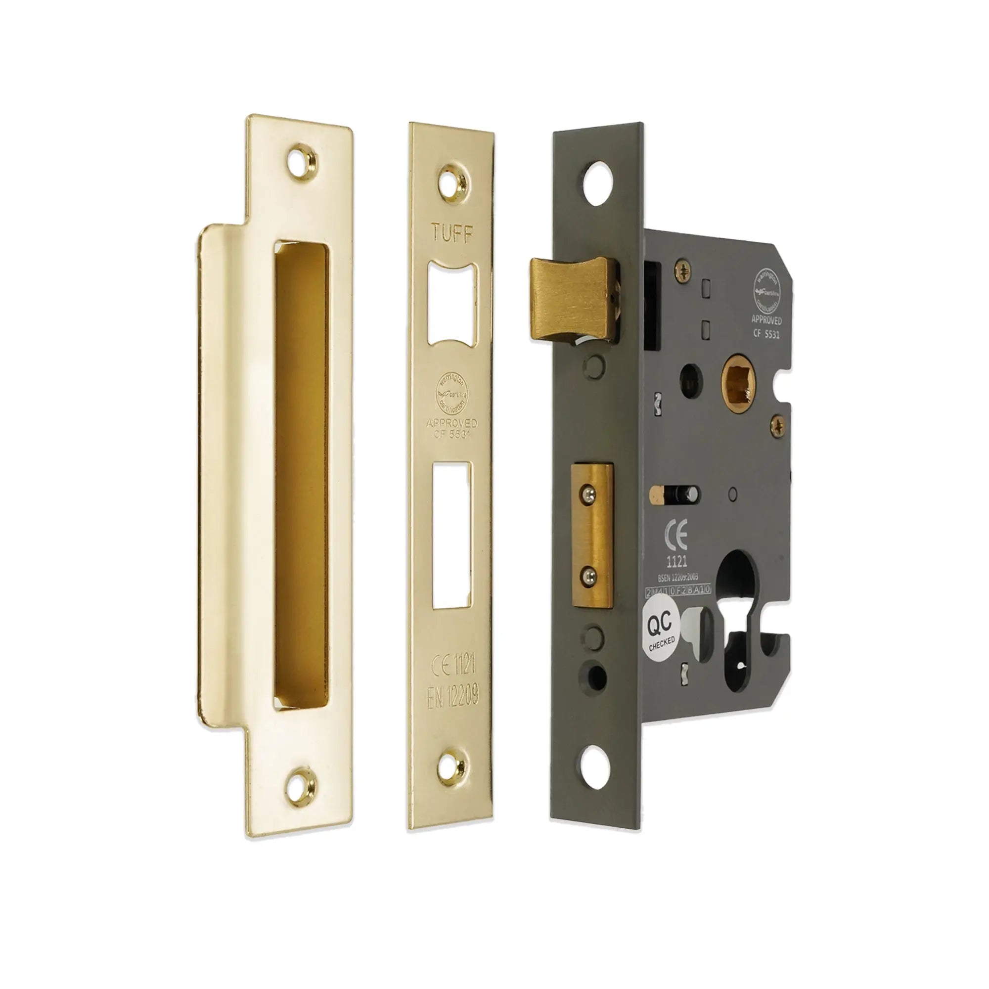 2.5" CE Euro Profile Mortice Sash Lock - Electro Brass Spira