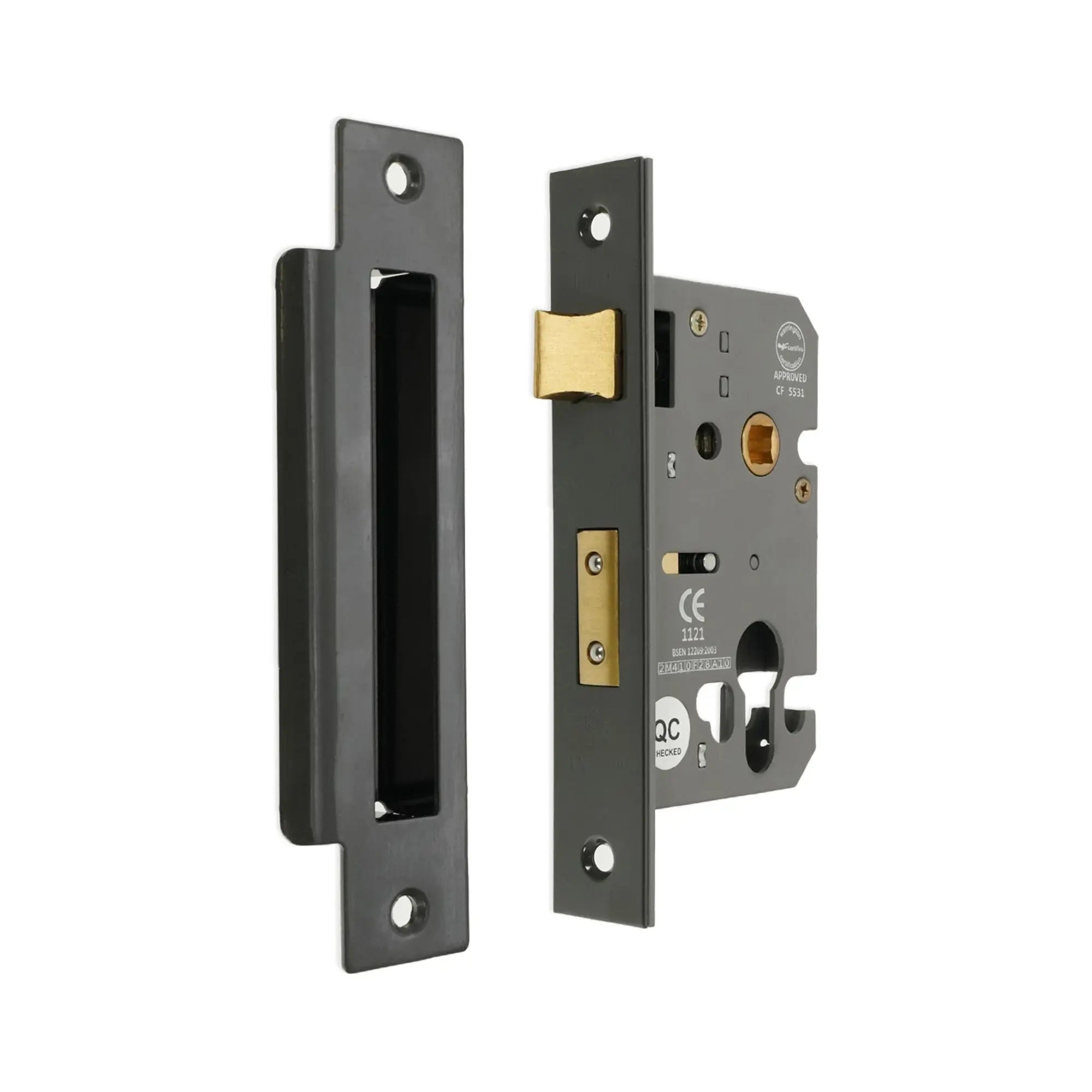 2.5" CE Euro Profile Mortice Sash Lock - Gunmetal Grey Spira