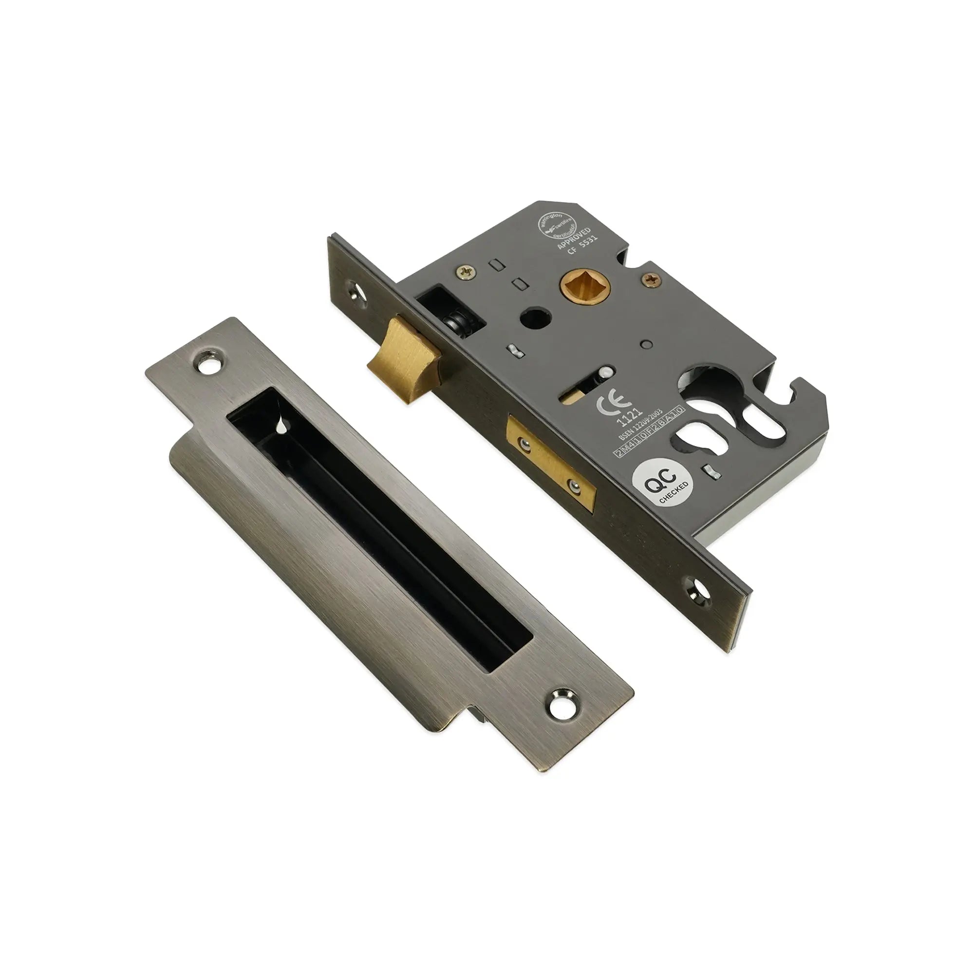 2.5" CE Euro Profile Mortice Sash Lock - Gunmetal Grey Spira