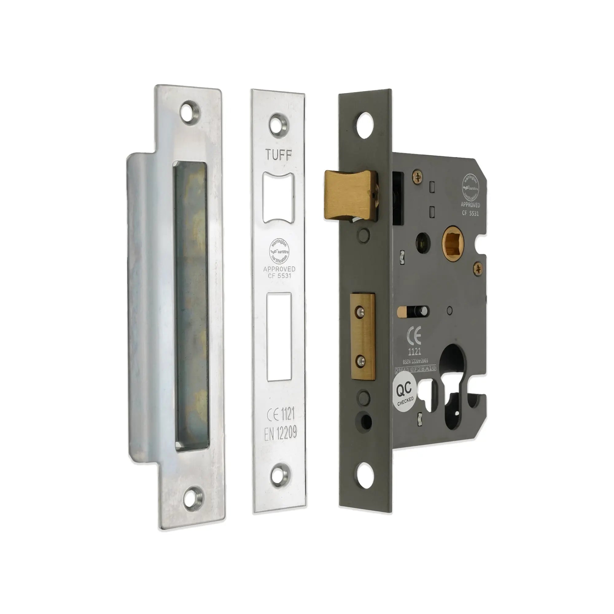 2.5" CE Euro Profile Mortice Sash Lock - Polished Chrome Spira