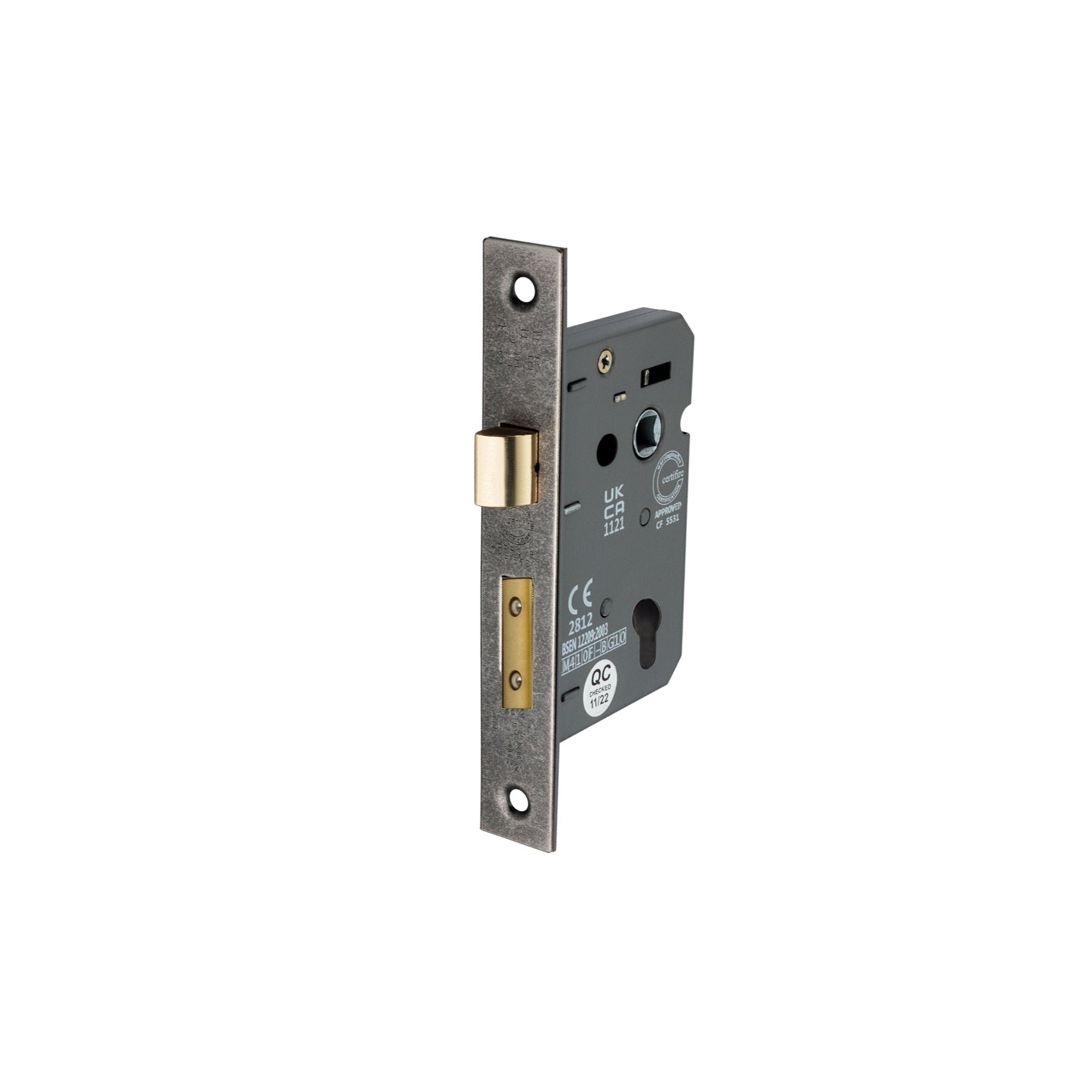 3" CE Euro Profile Mortice Sash Lock - Pewter