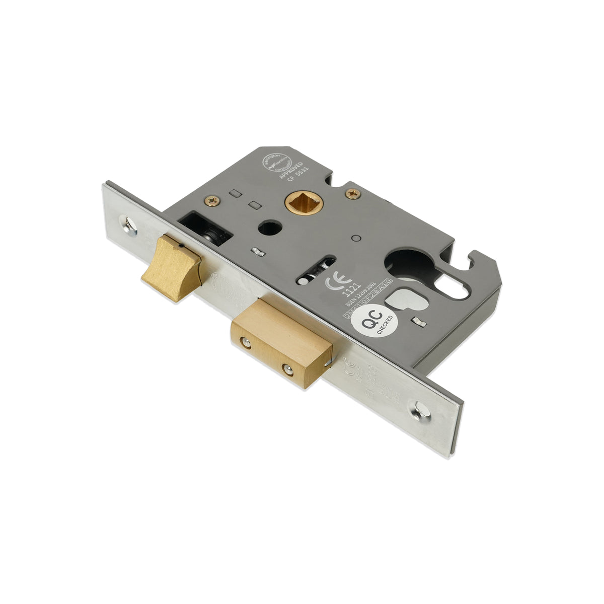2.5" CE Euro Profile Mortice Sash Lock - Satin Chrome