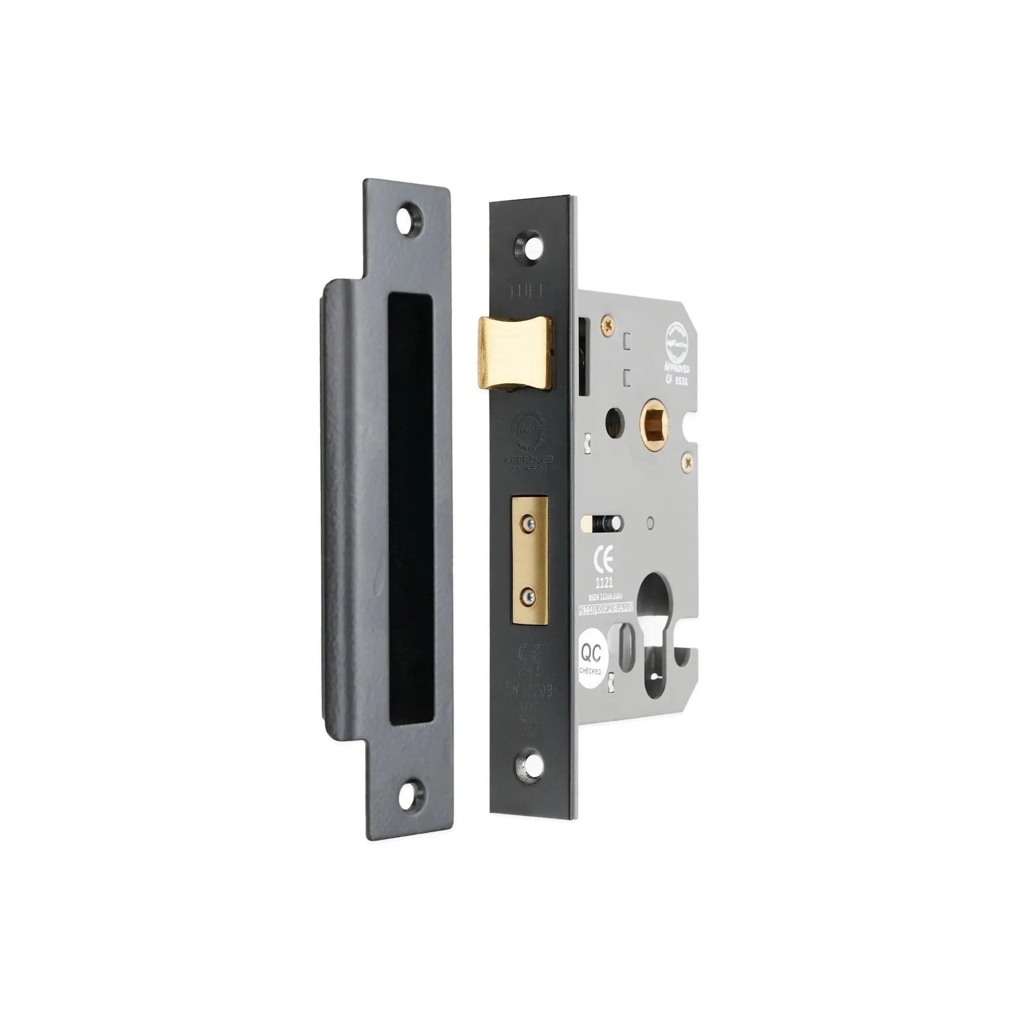 3" CE Euro Profile Mortice Sash Lock - Matt Black Spira
