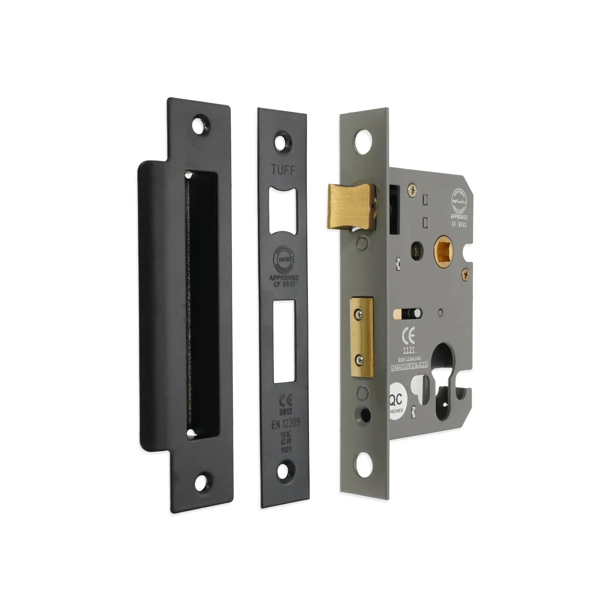 3" CE Euro Profile Mortice Sash Lock - Matt Black Spira