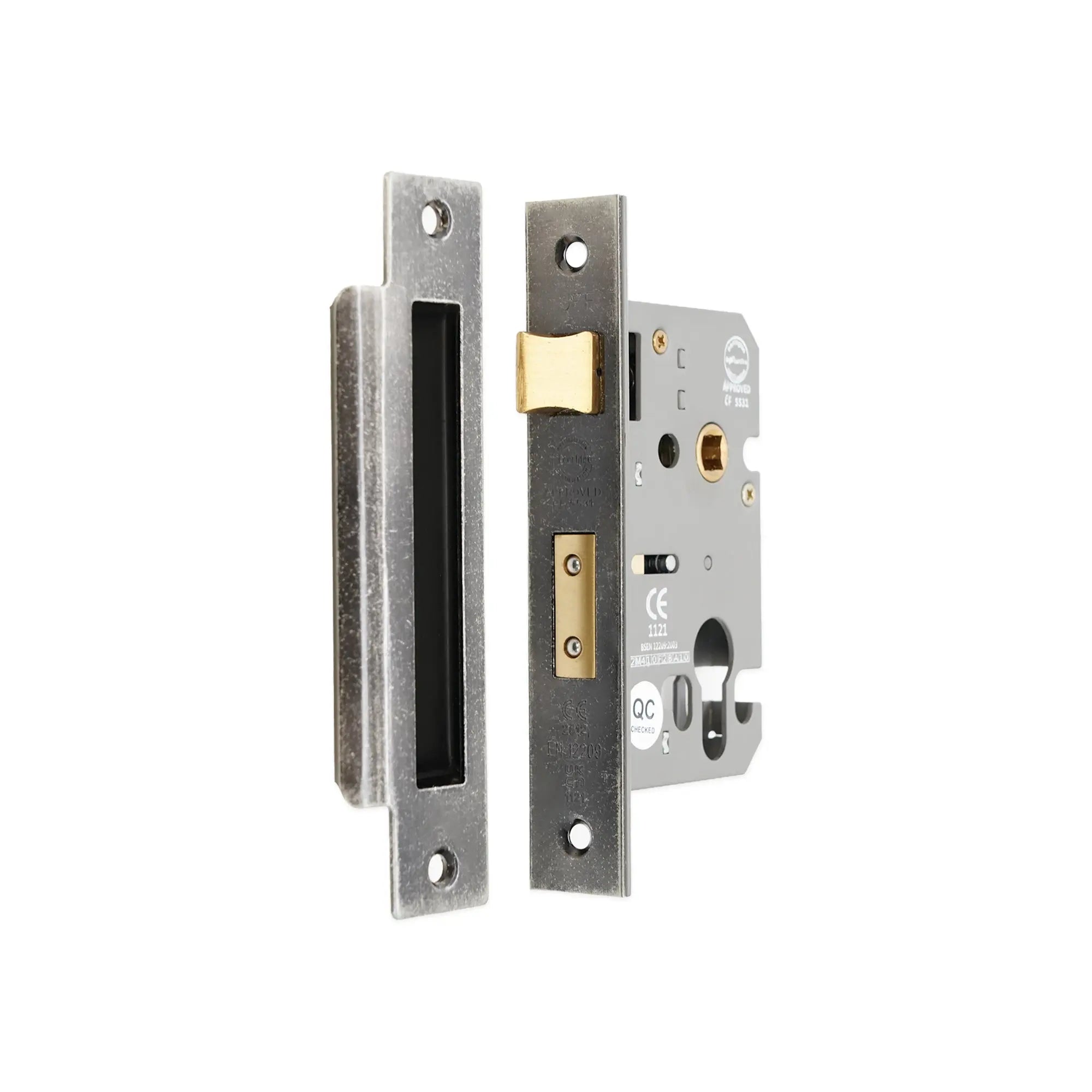 3" CE Euro Profile Mortice Sash Lock - Pewter Spira