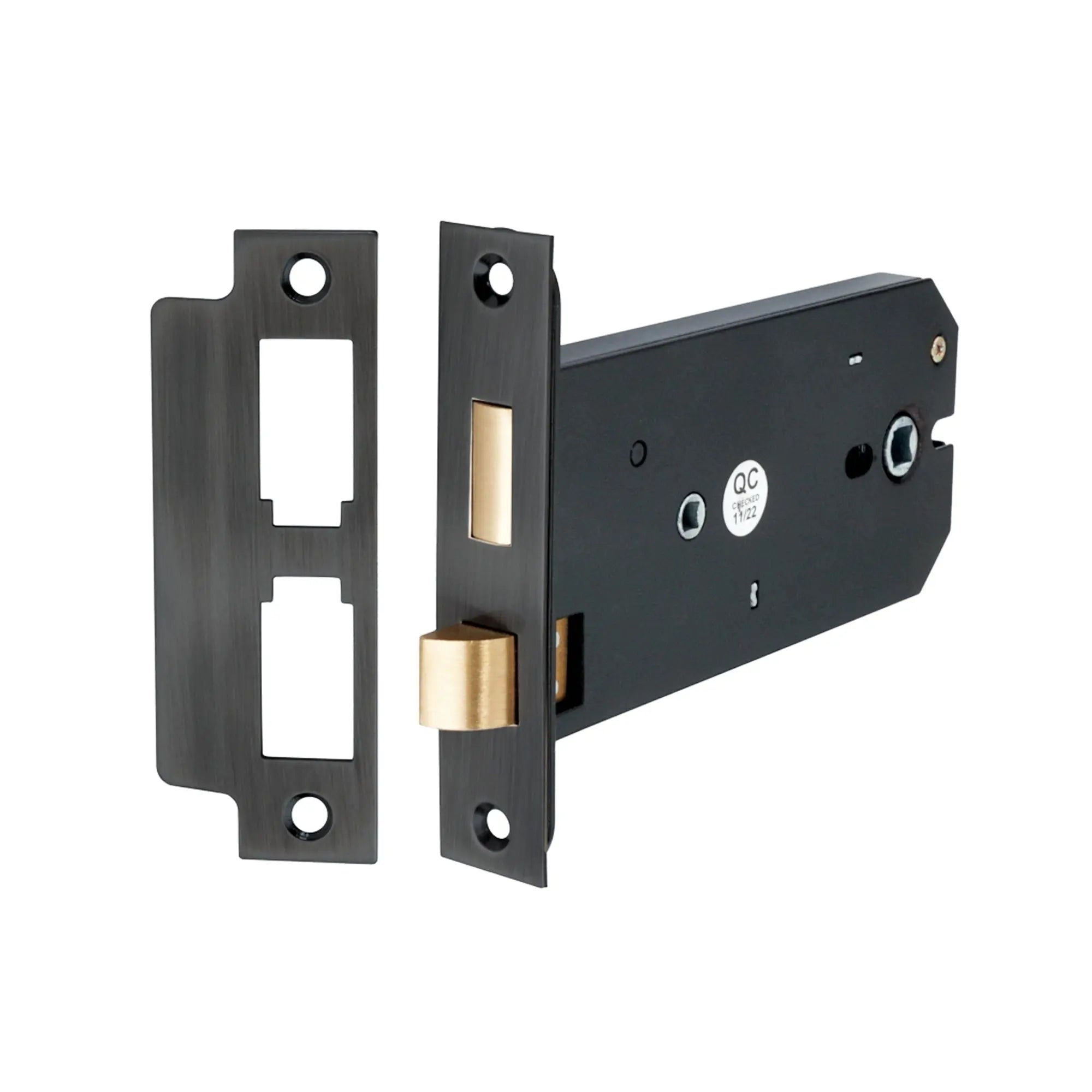 3 Lever Horizontal Bathroom Lock 6" - Matt Black Spira