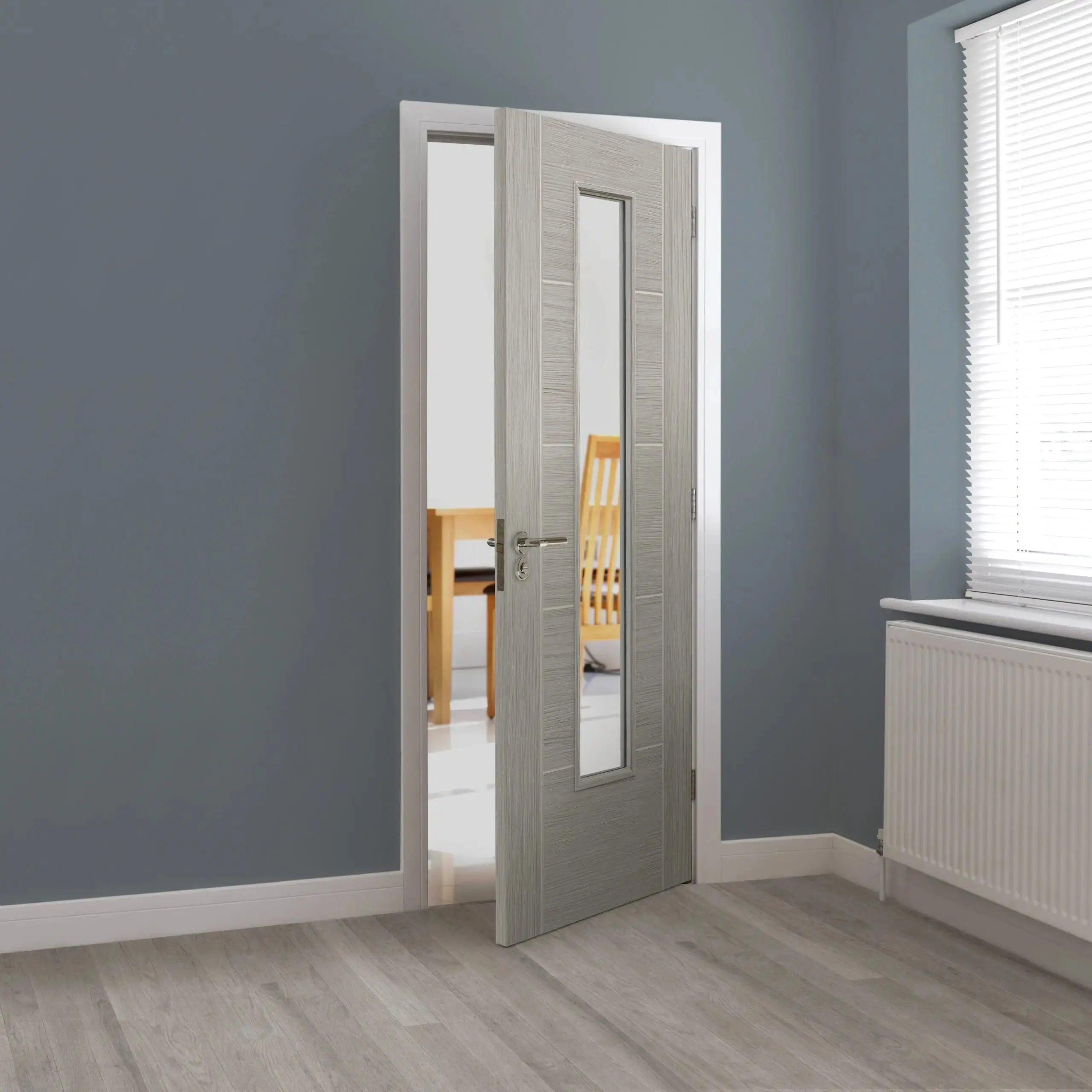 Tigris Light Grey Slim Glazed Internal Door JB Kind