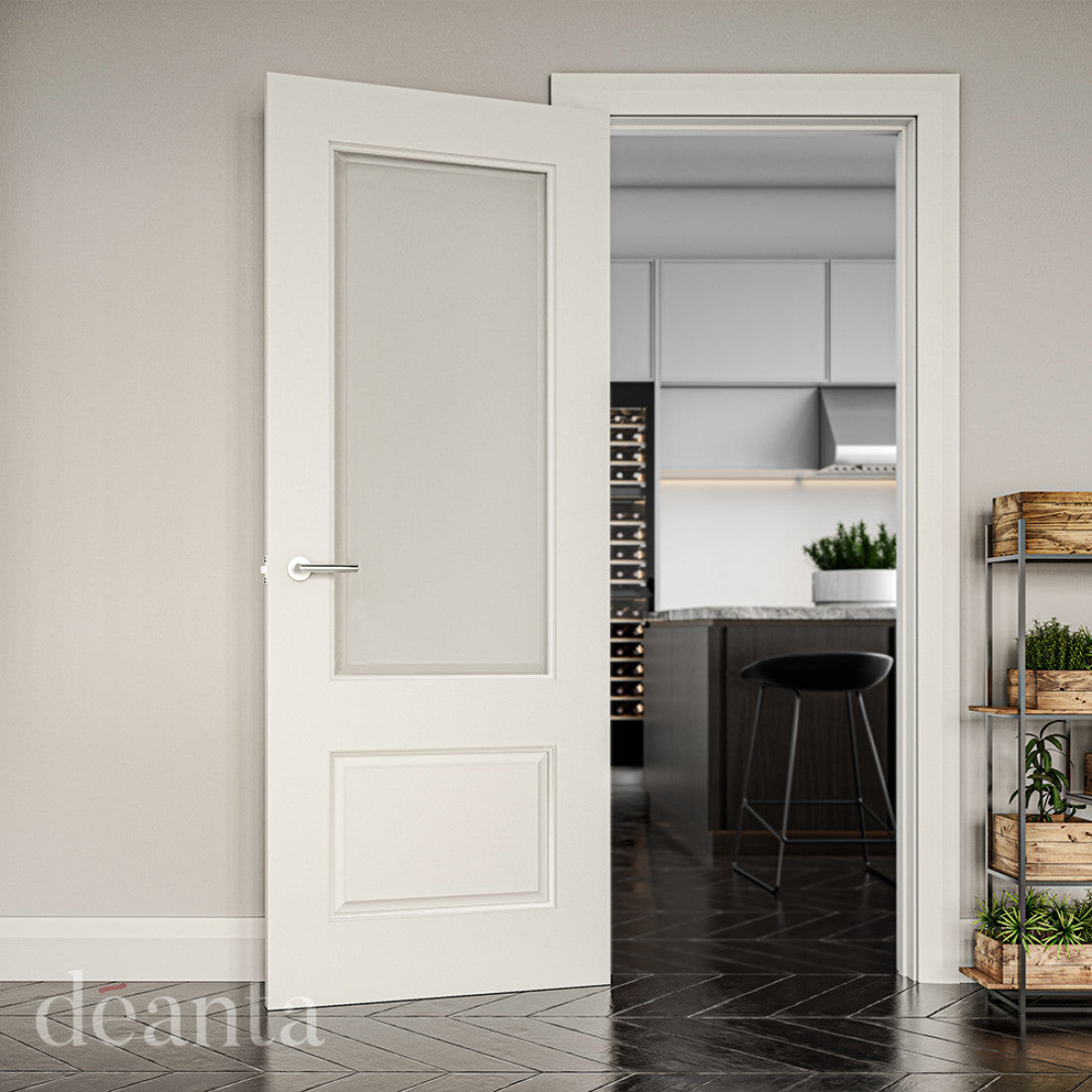 Madison White Primed Bevelled Glazed Internal Door