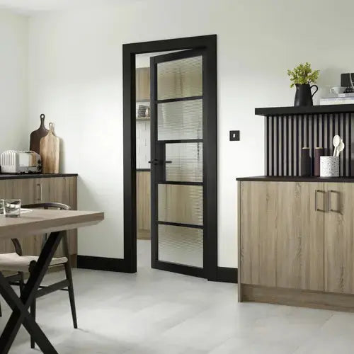 Metro Black Reeded Glass Internal Door JB Kind