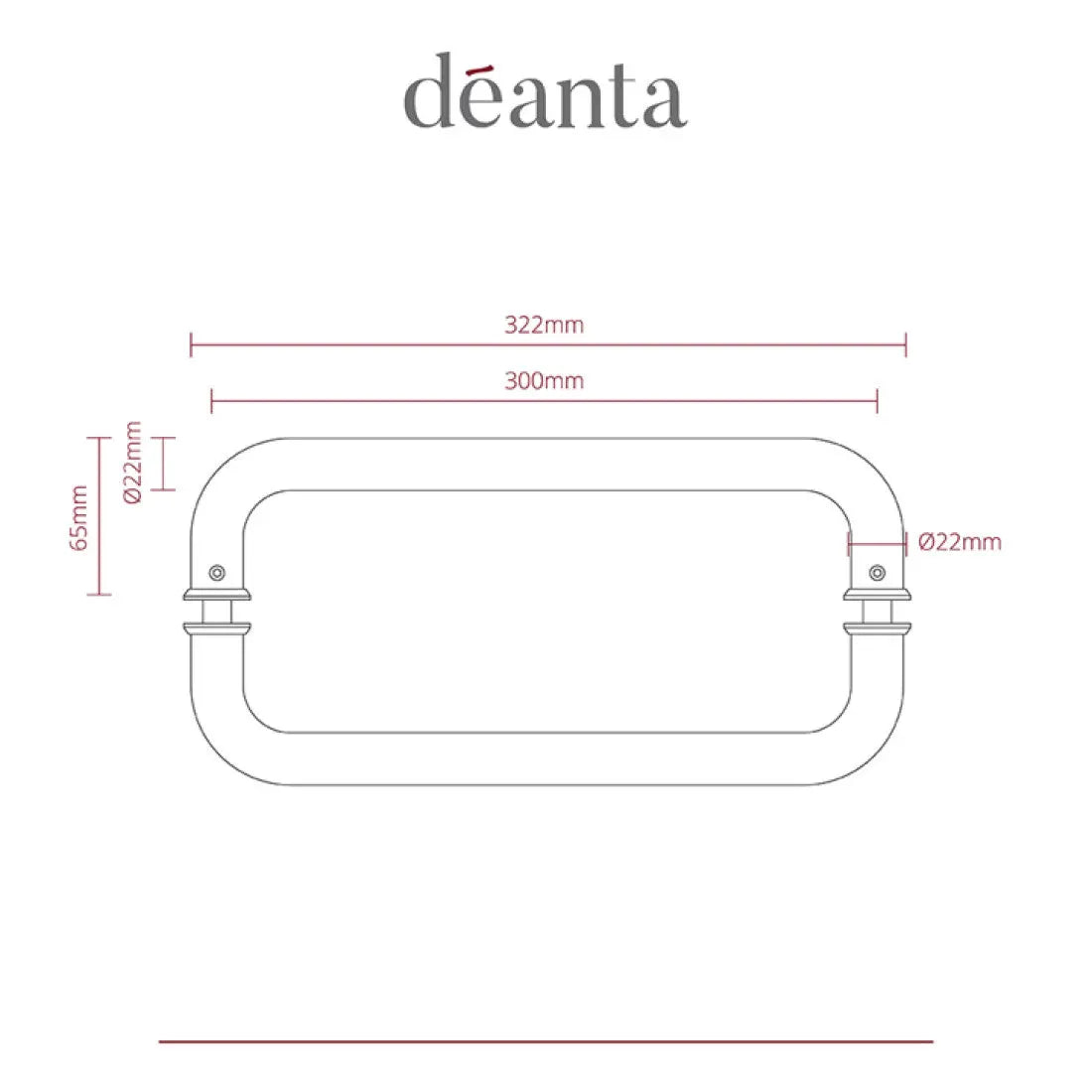 D-Pull Handle Satin Steel 22mmØ Deanta