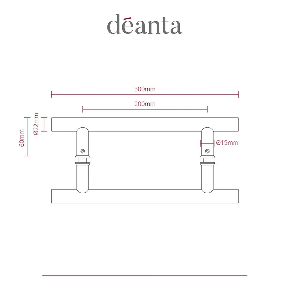 Guardsman Pull Handle Satin Steel 22mmØ Deanta
