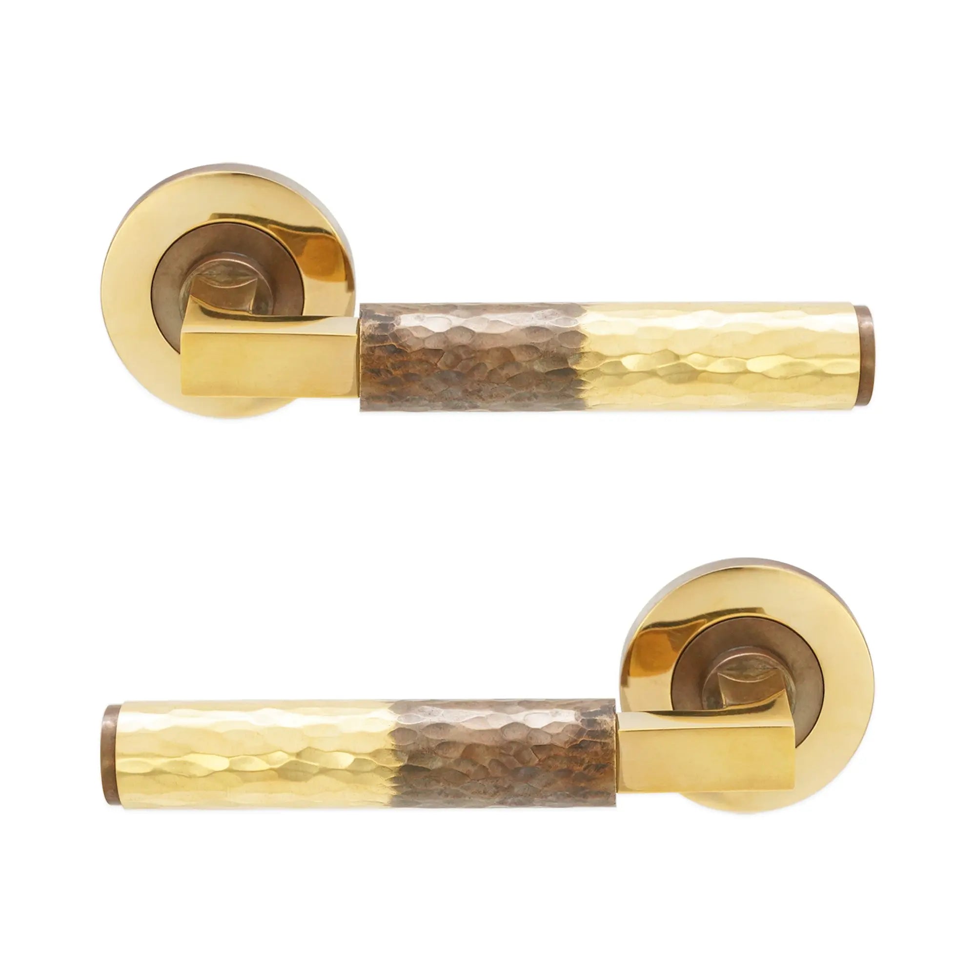 Hammered Knurlmond Lever on Rose Aged Brass Spira