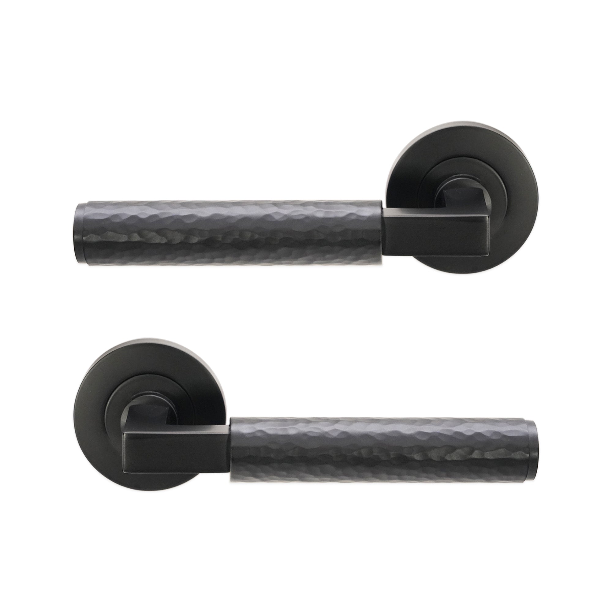 Hammered Knurlmond Lever on Rose Matt Black
