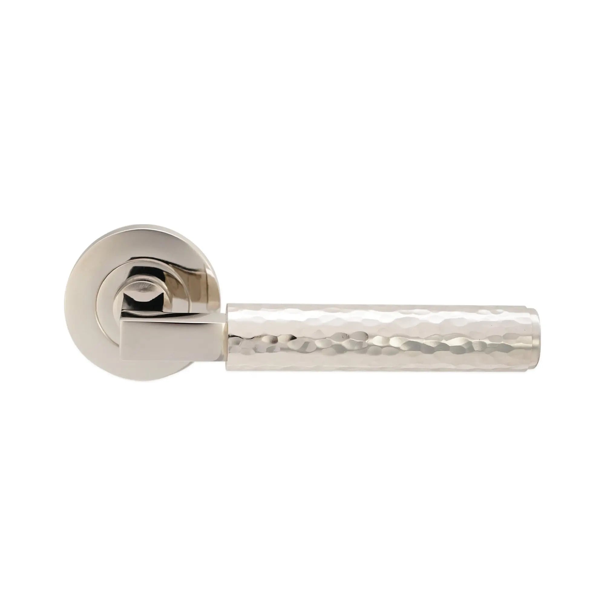 Hammered Knurlmond Lever on Rose Polished Nickel Spira