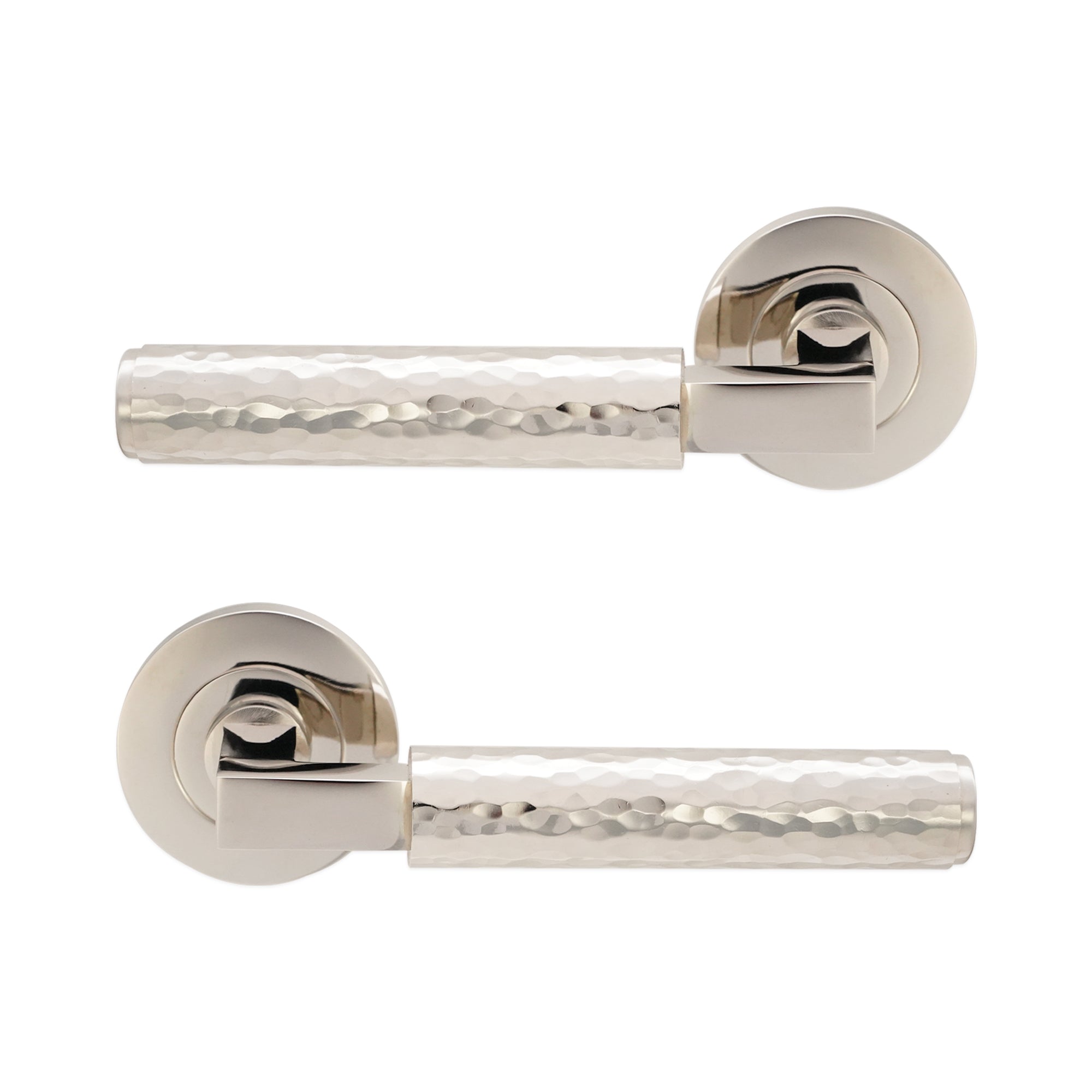 Hammered Knurlmond Lever on Rose Polished Nickel