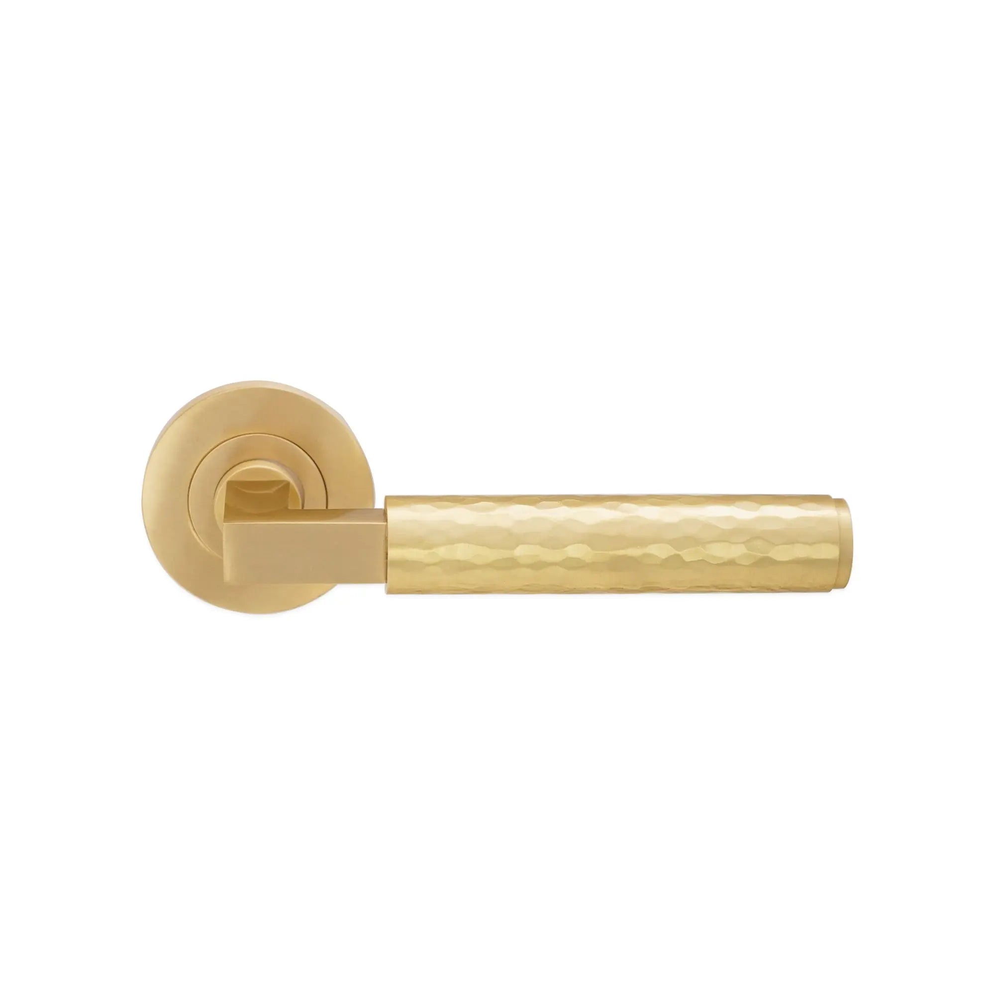 Hammered Knurlmond Lever on Rose Satin Brass Spira