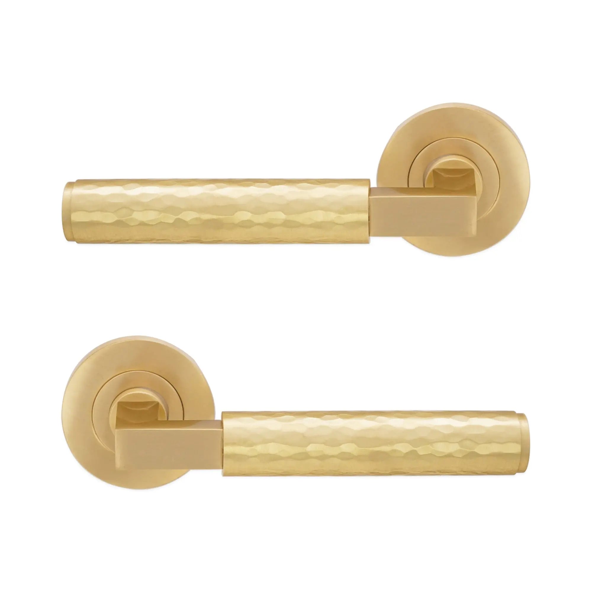 Hammered Knurlmond Lever on Rose Satin Brass Spira