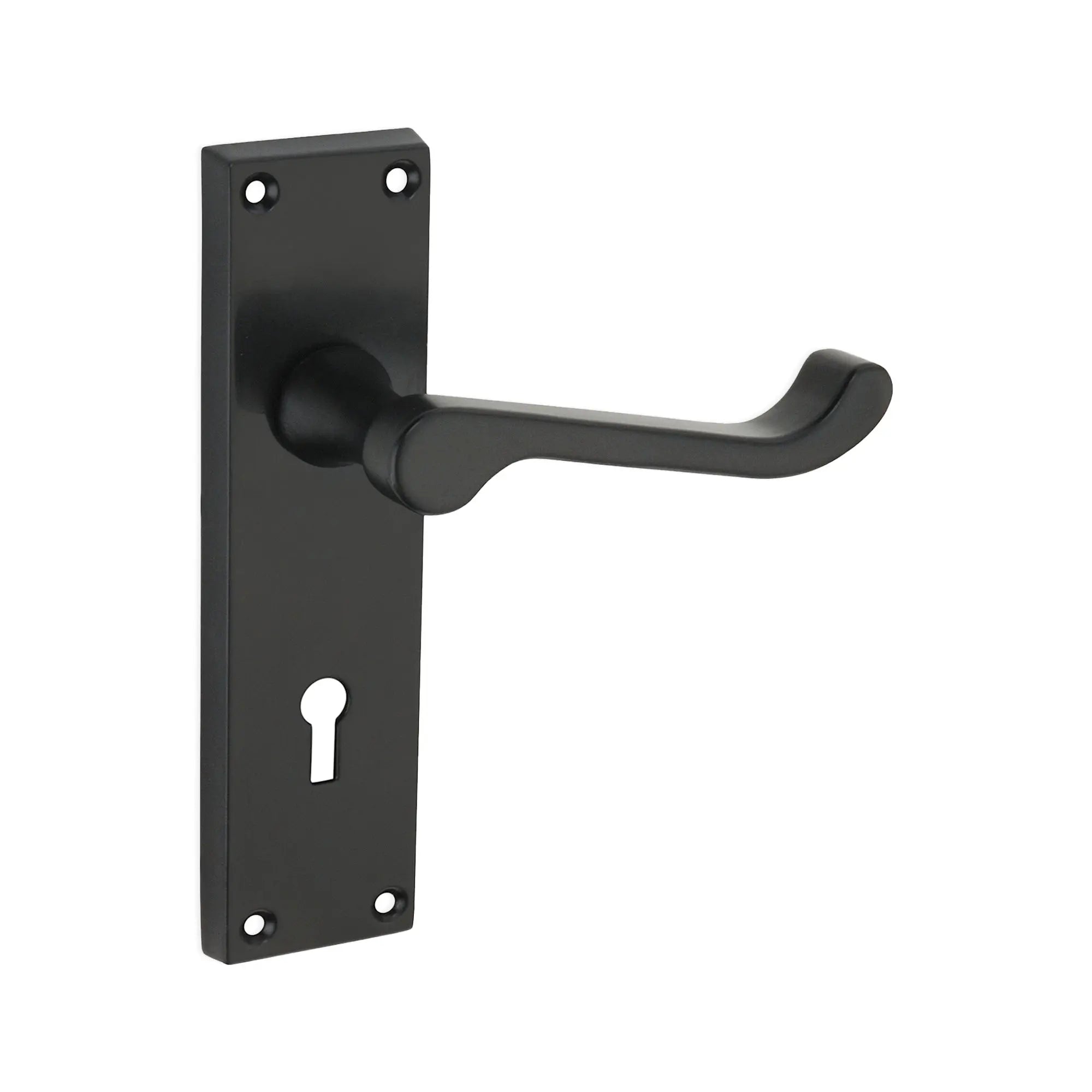 Victorian Scroll Lock Lever Handle 150mm Matt Black Spira
