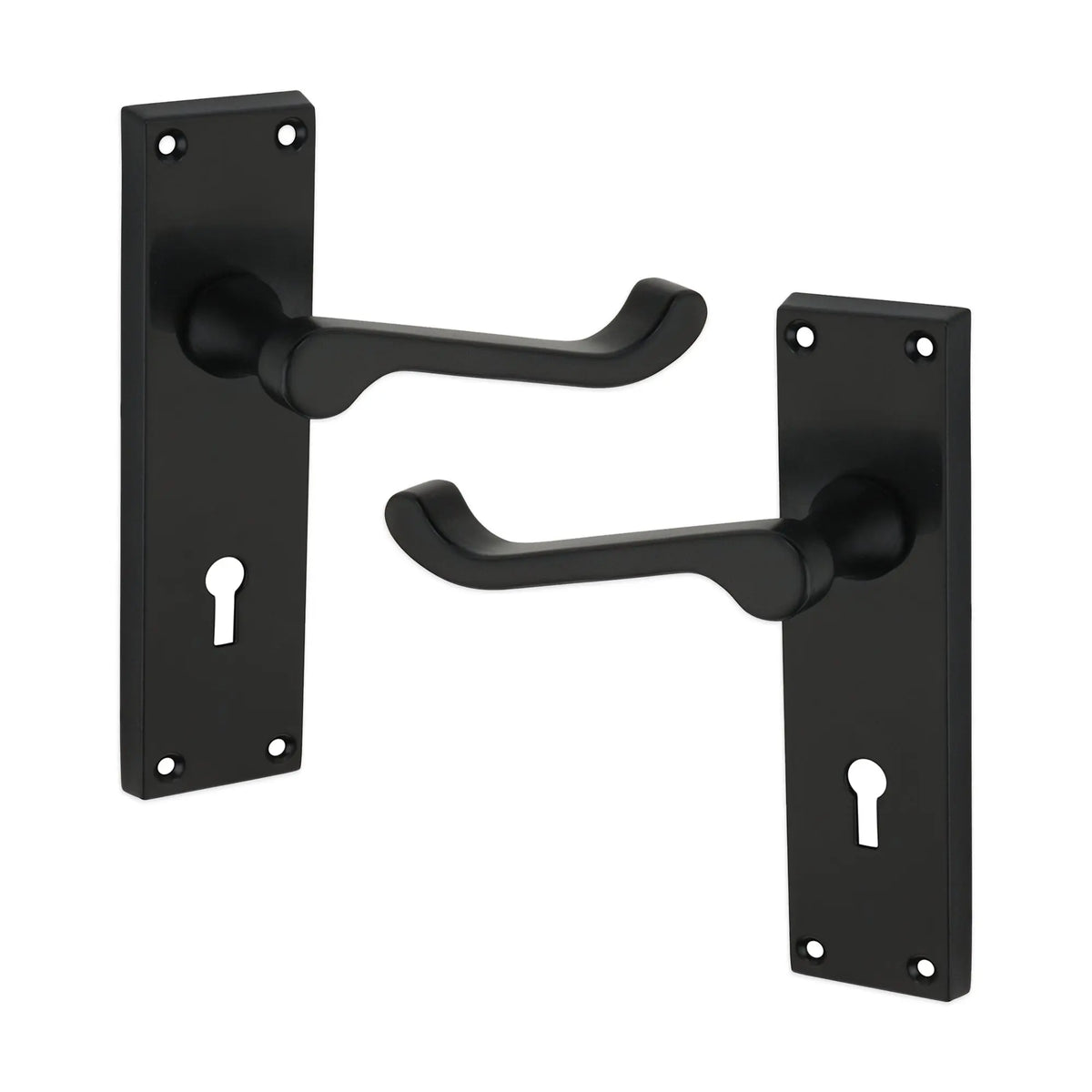 Victorian Scroll Lock Lever Handle 150mm Matt Black Spira