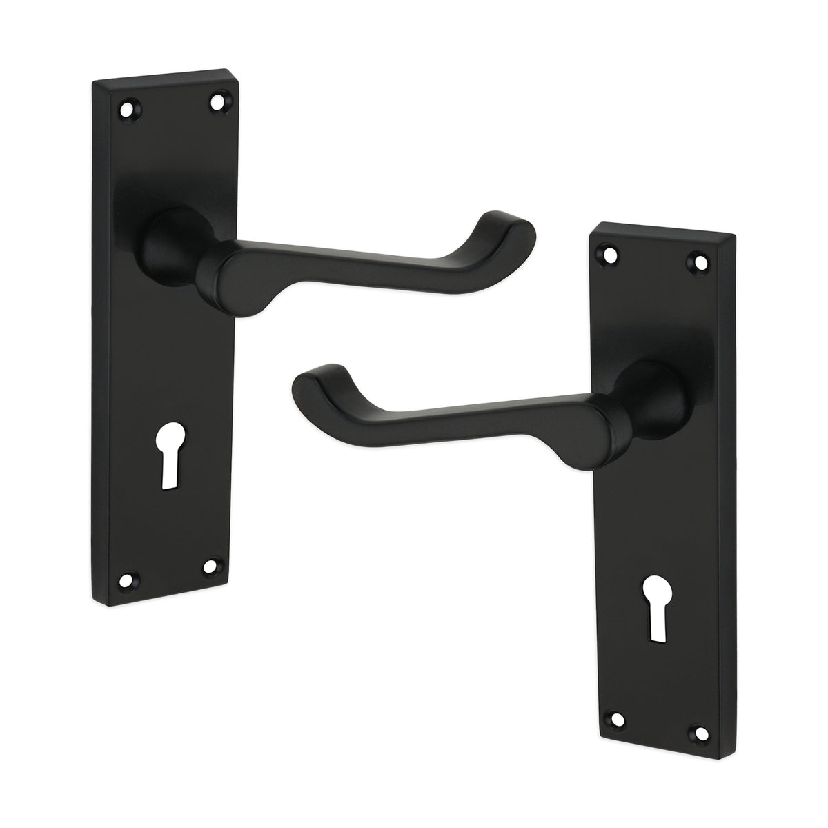 Victorian Scroll Lock Lever Handle 150mm Matt Black