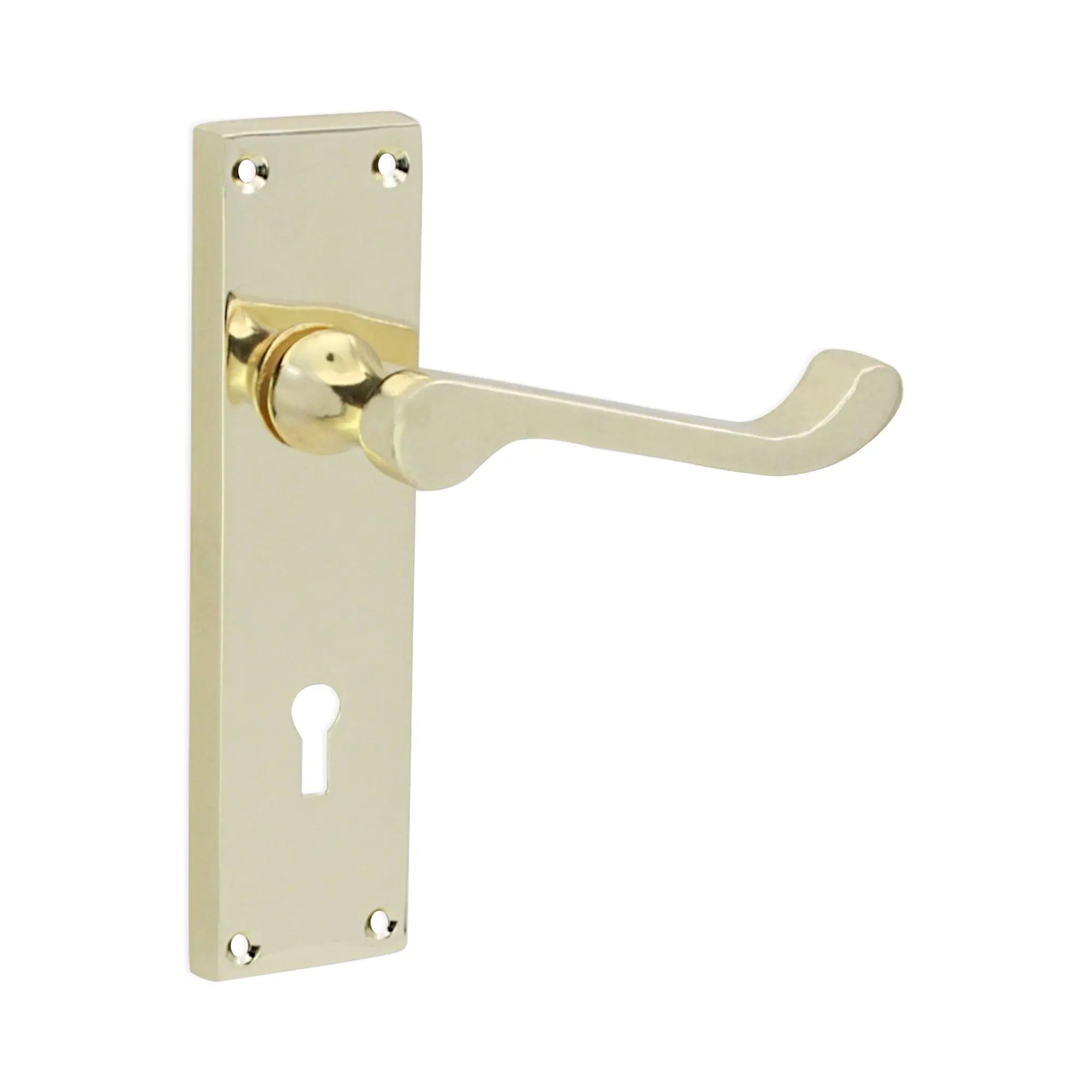 Victorian Scroll Lock Lever Handle 150mm Polished Brass Spira