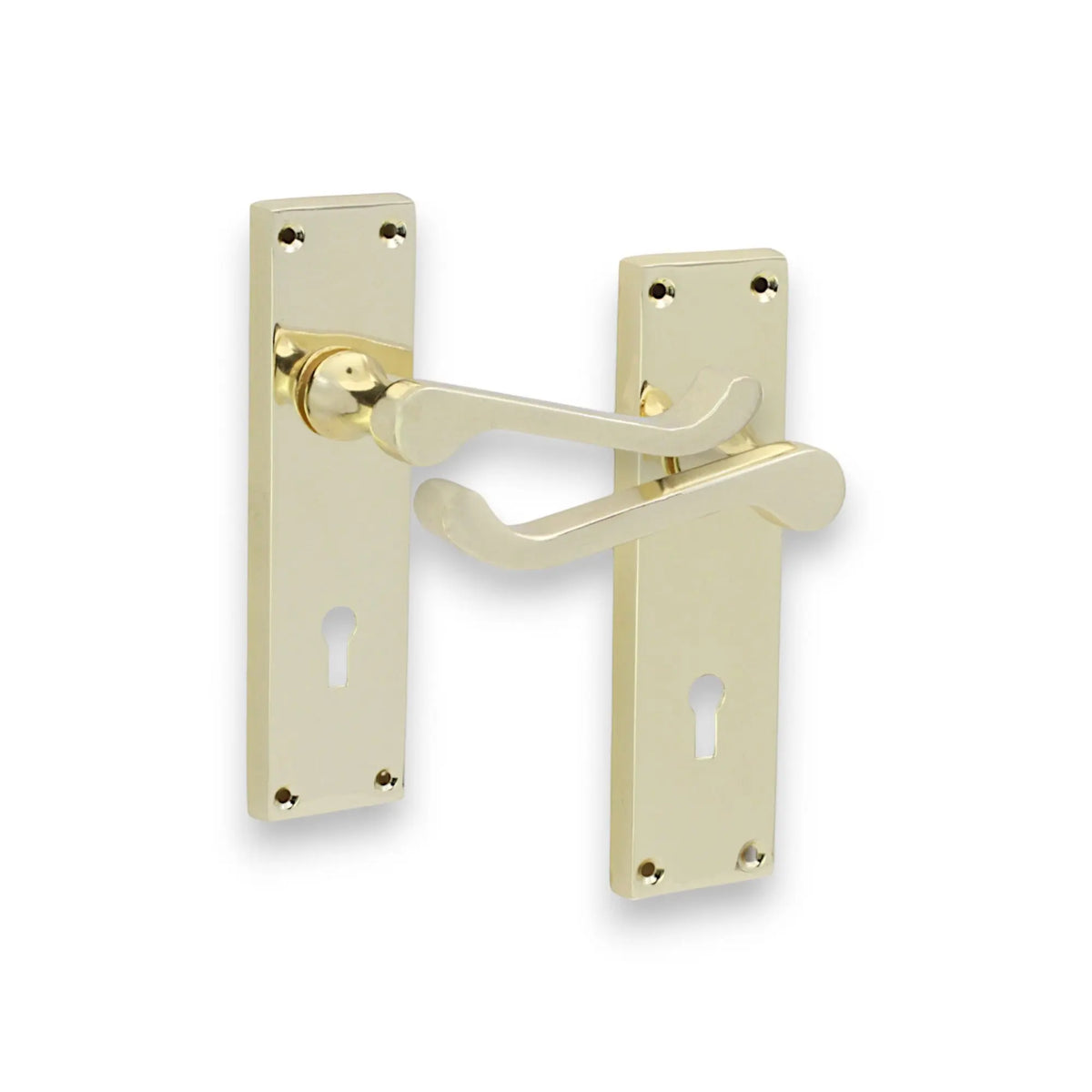 Victorian Scroll Lock Lever Handle 150mm Polished Brass Spira