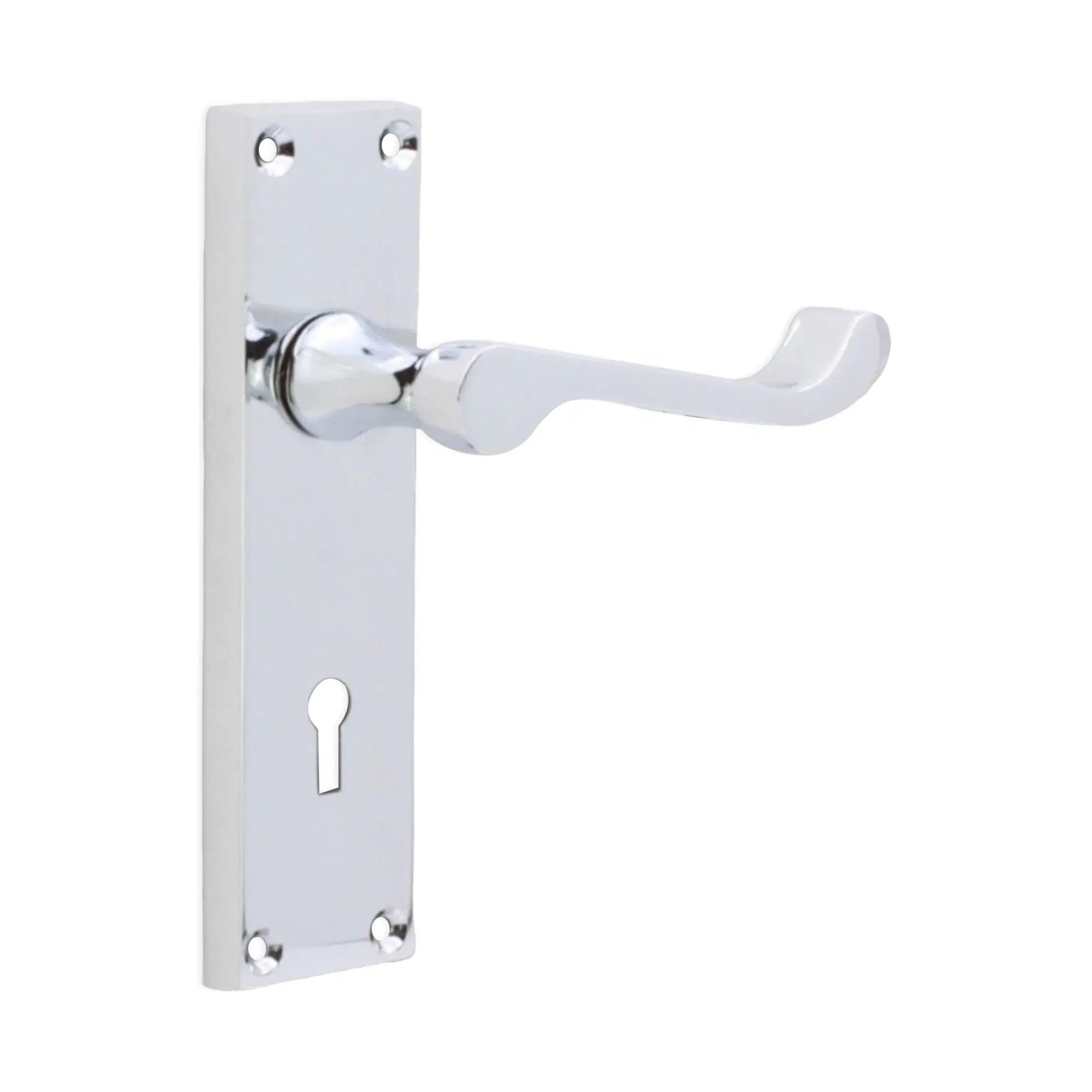 Victorian Scroll Lock Lever Handle 150mm Polished Chrome Spira