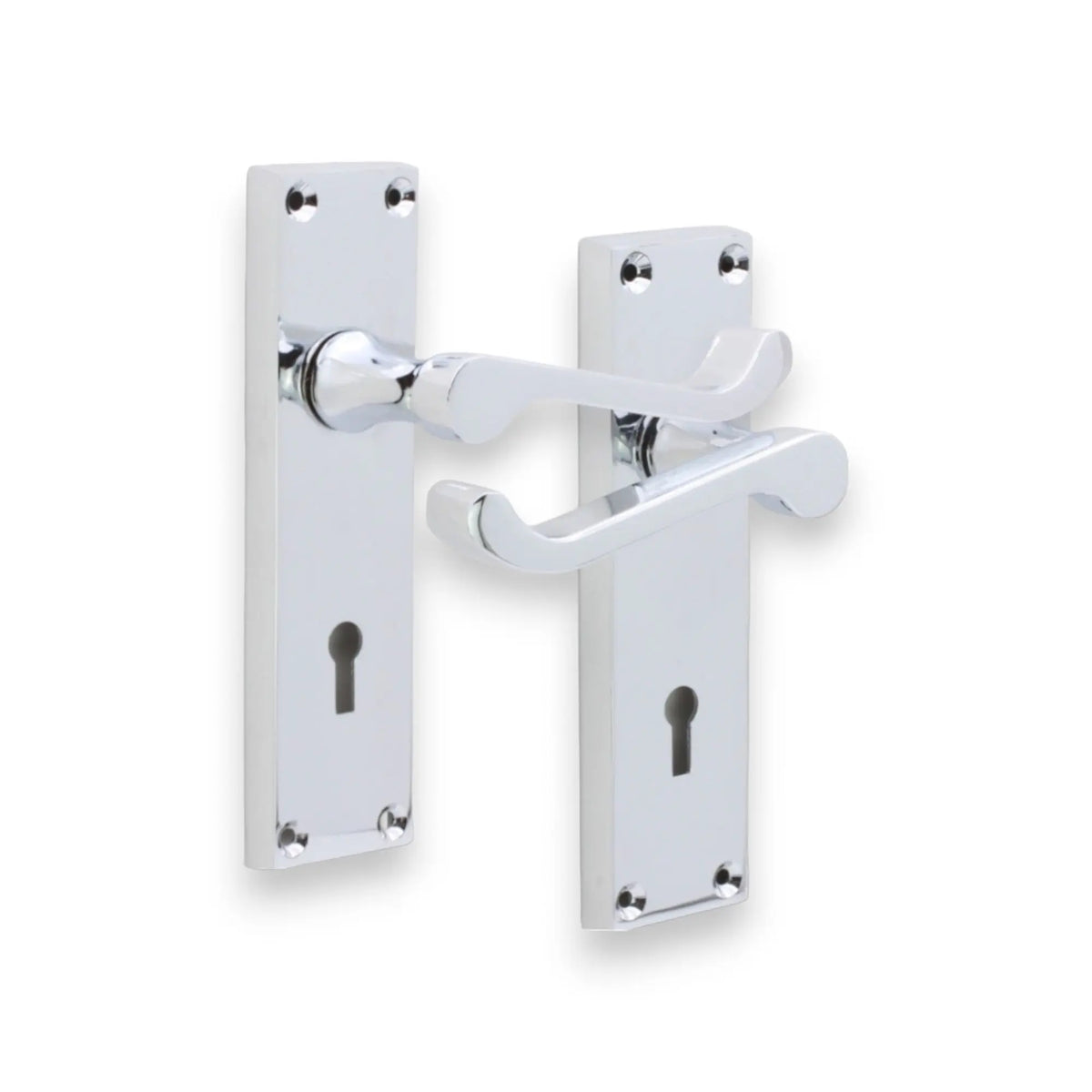 Victorian Scroll Lock Lever Handle 150mm Polished Chrome Spira