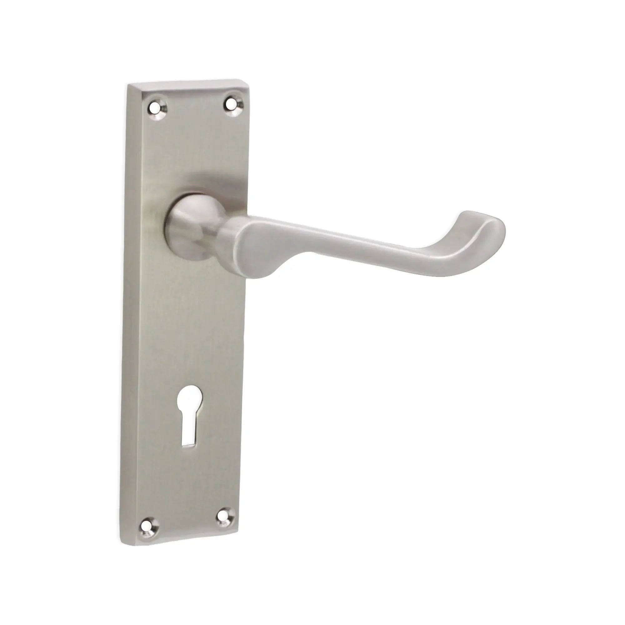 Victorian Scroll Lock Lever Handle 150mm Satin Nickel Spira
