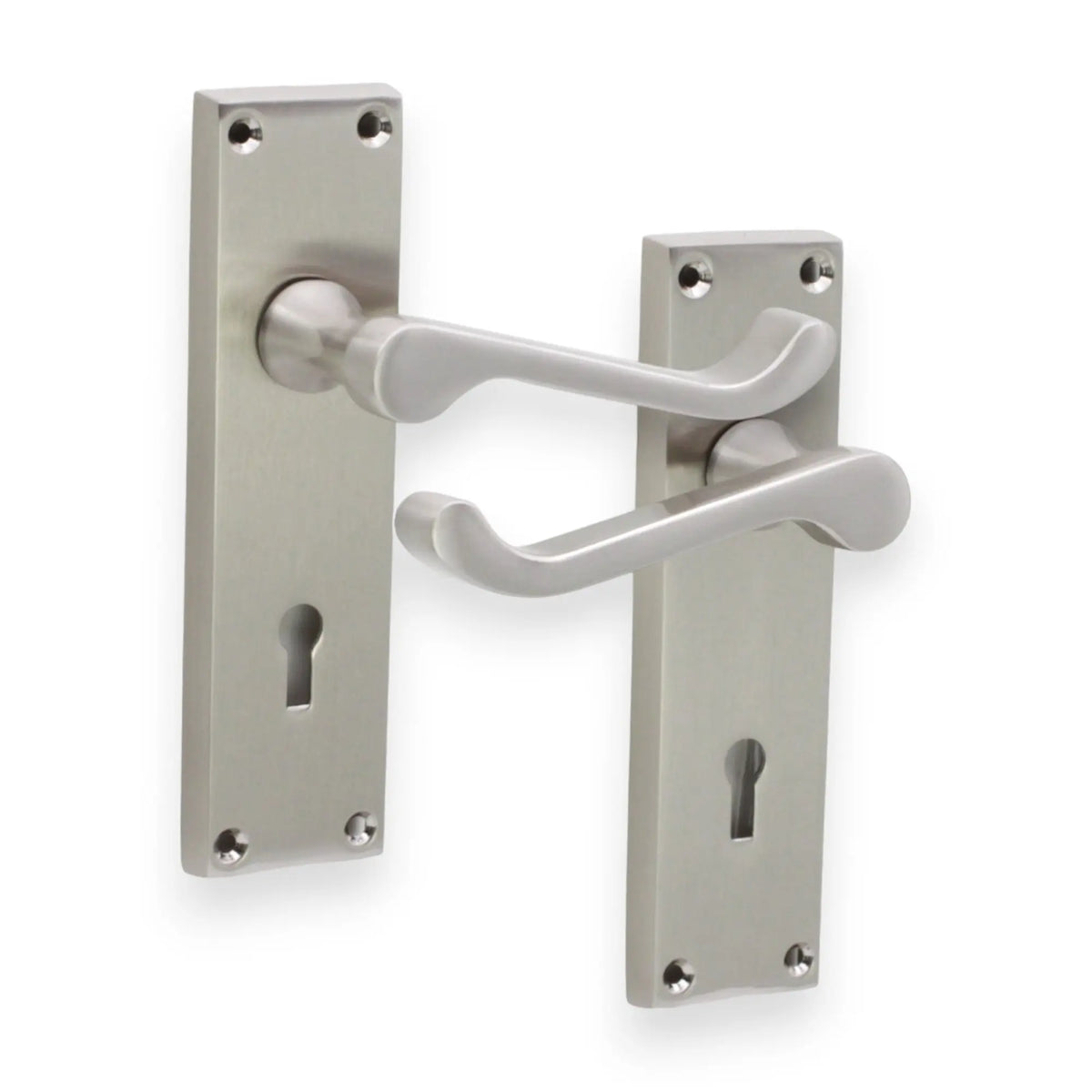 Victorian Scroll Lock Lever Handle 150mm Satin Nickel Spira