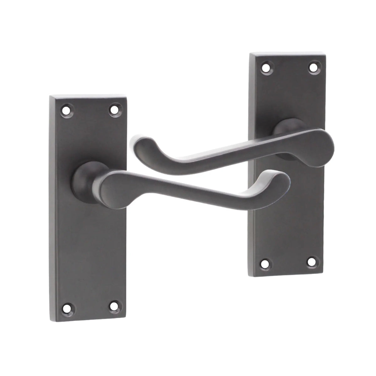 Victorian Scroll Latch Lever Handle 115mm Matt Black Spira