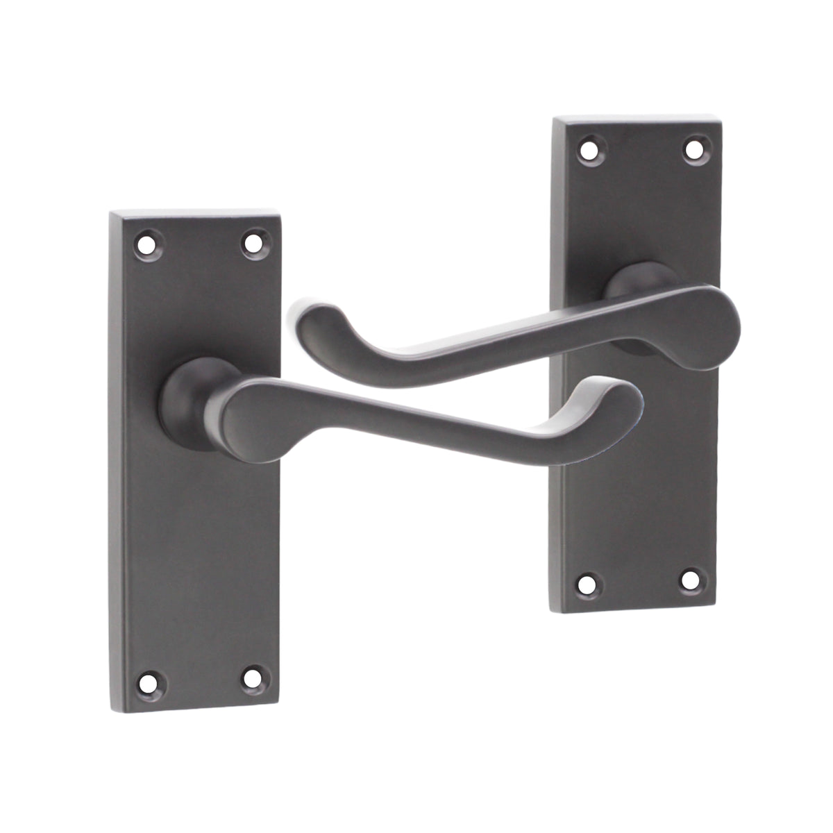 Victorian Scroll Latch Lever Handle 115mm Matt Black