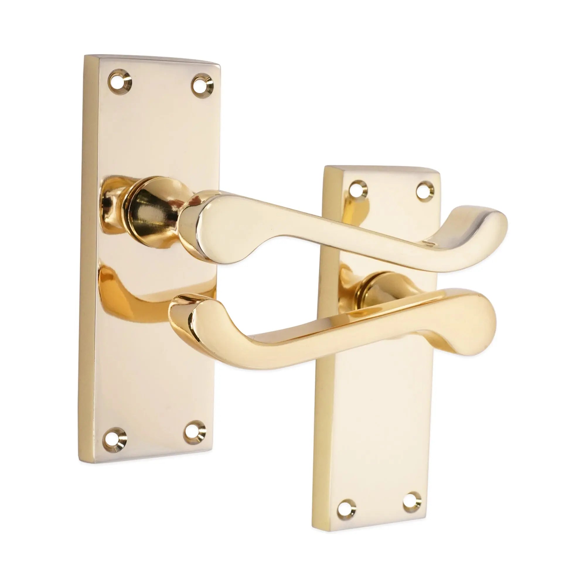 Victorian Scroll Latch Lever Handle 115mm Polished Brass Spira