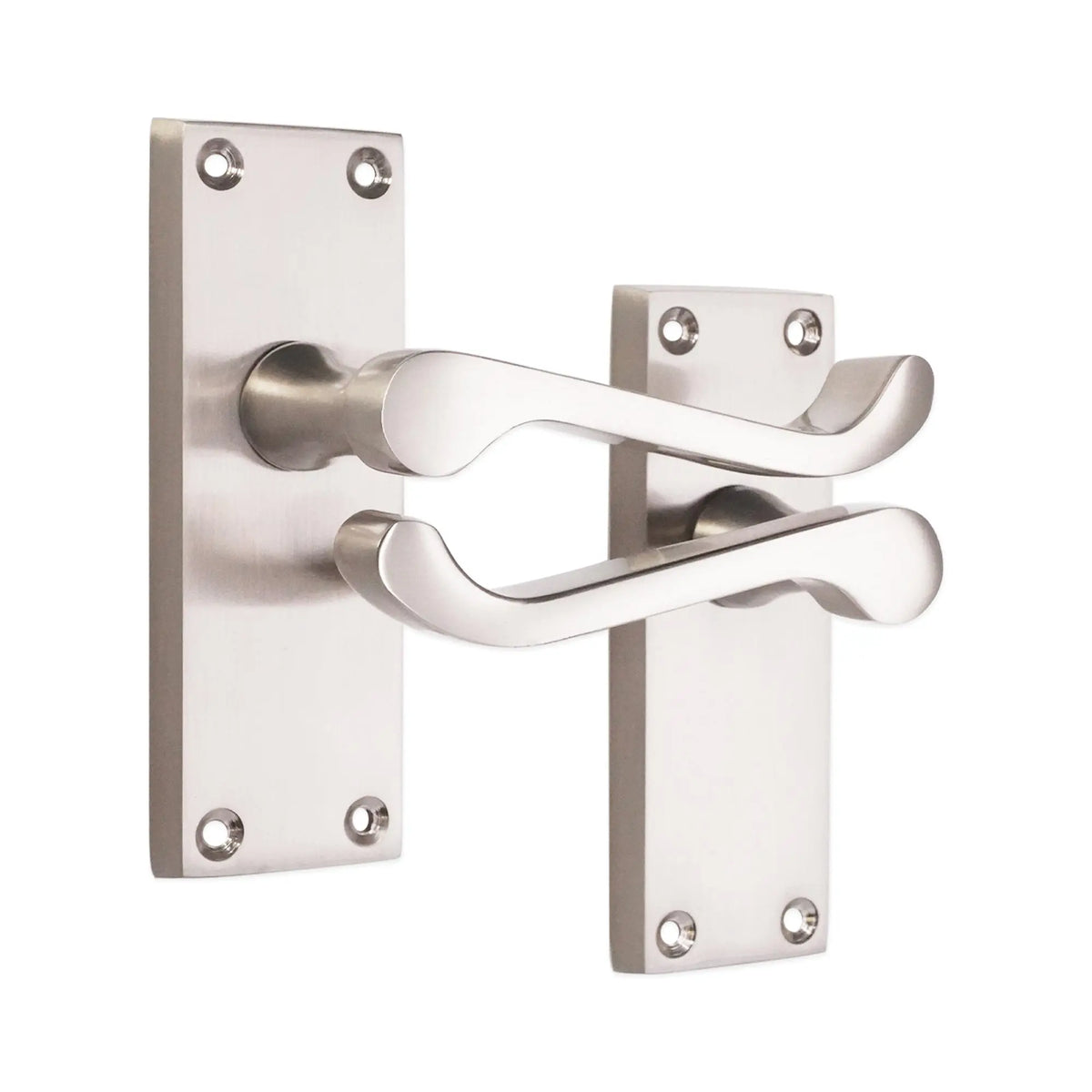 Victorian Scroll Latch Lever Handle 115mm Satin Nickel Spira