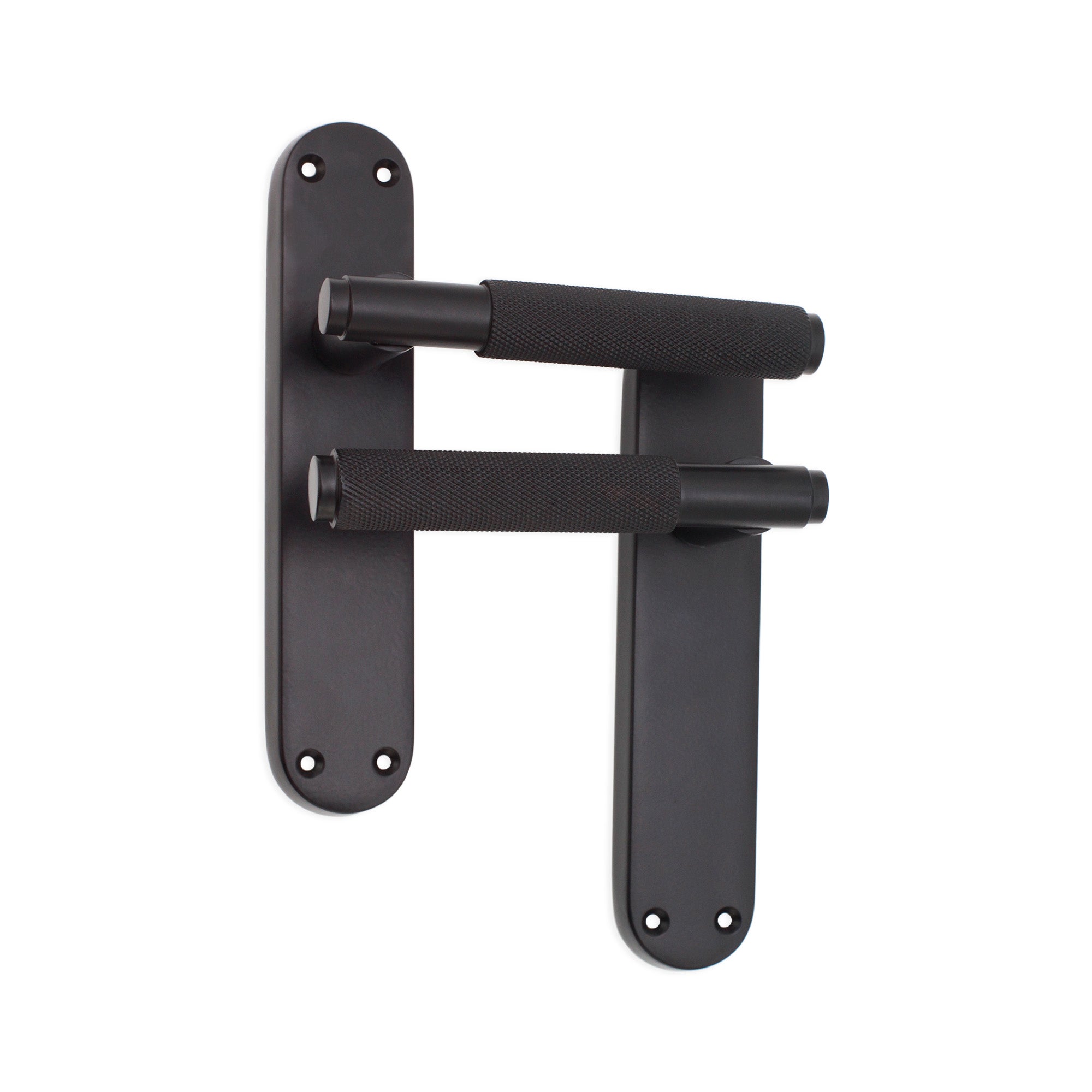 Connaught Knurled Lever on Backplate Latch Matt Black