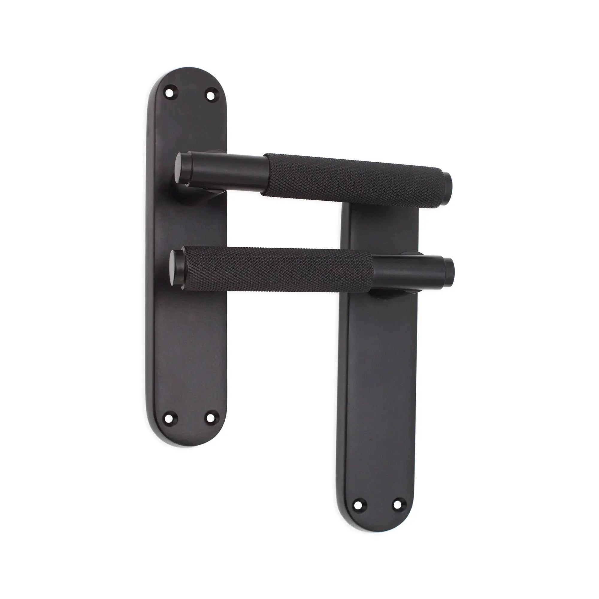 Connaught Knurled Lever on Backplate Latch Matt Black Spira