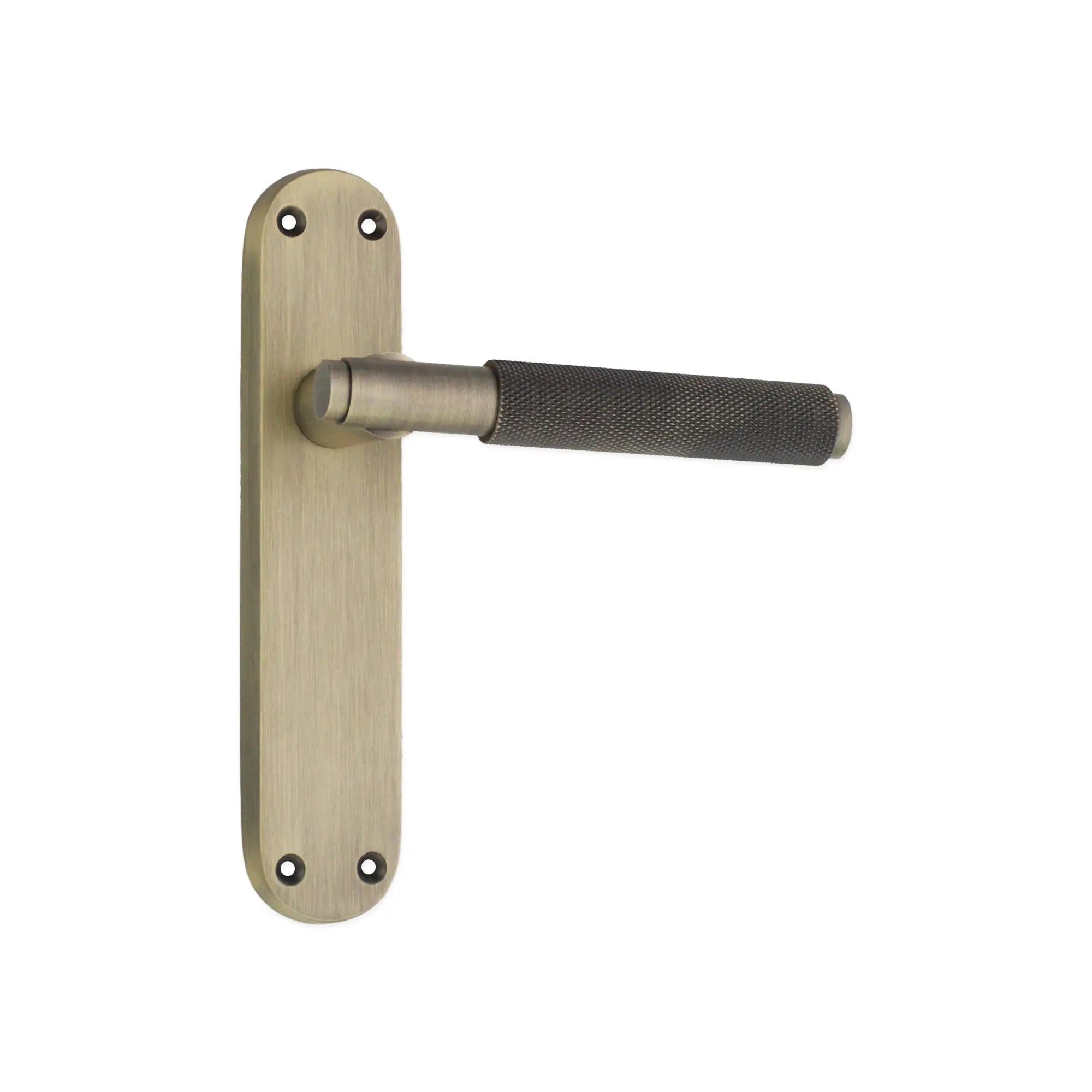 Connaught Knurled Lever on Backplate Latch Matt Antique Spira