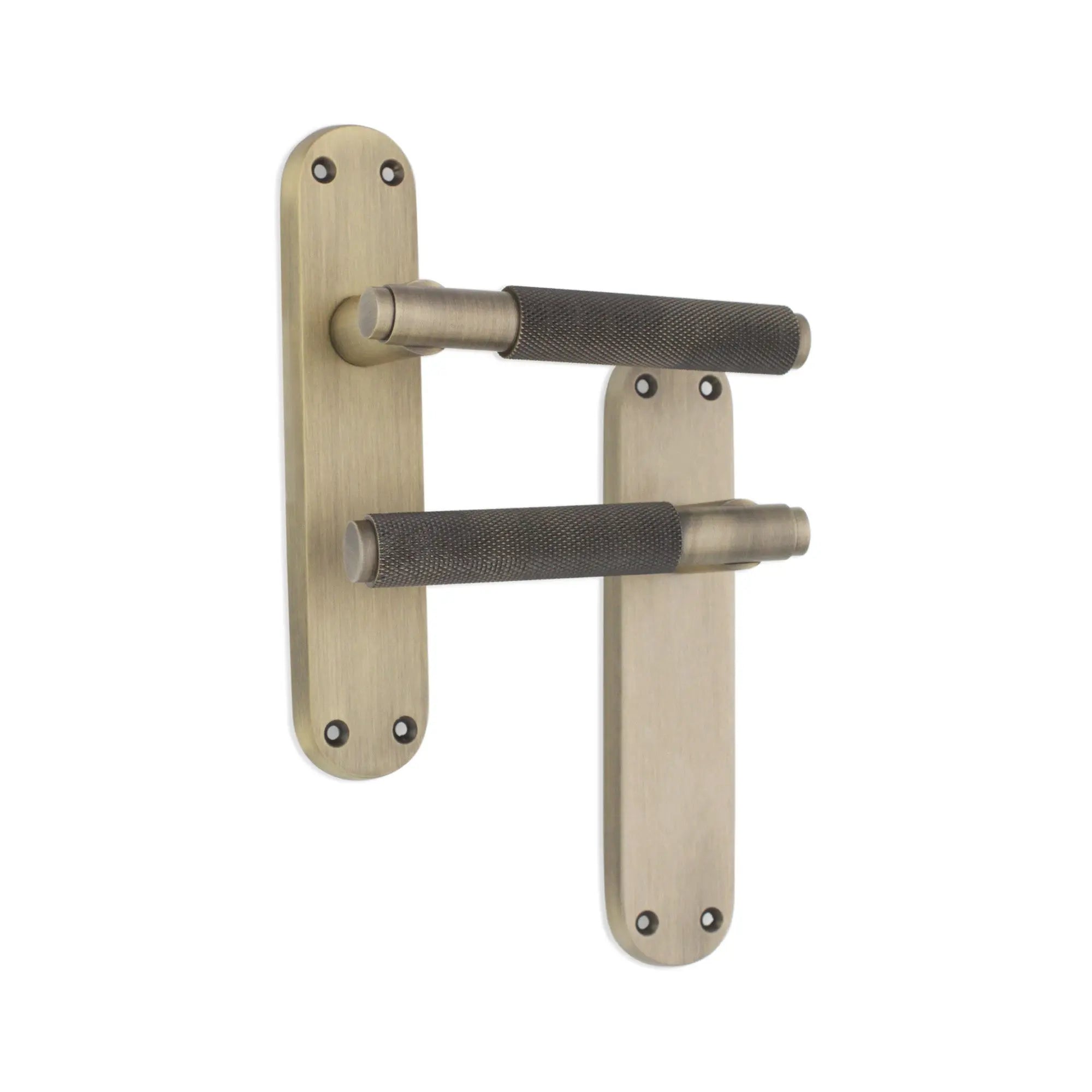 Connaught Knurled Lever on Backplate Latch Matt Antique Spira