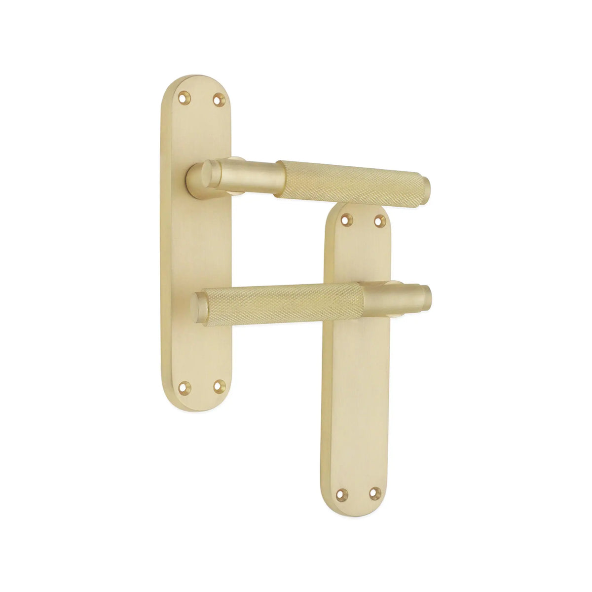 Connaught Knurled Lever on Backplate Latch Satin Brass Spira