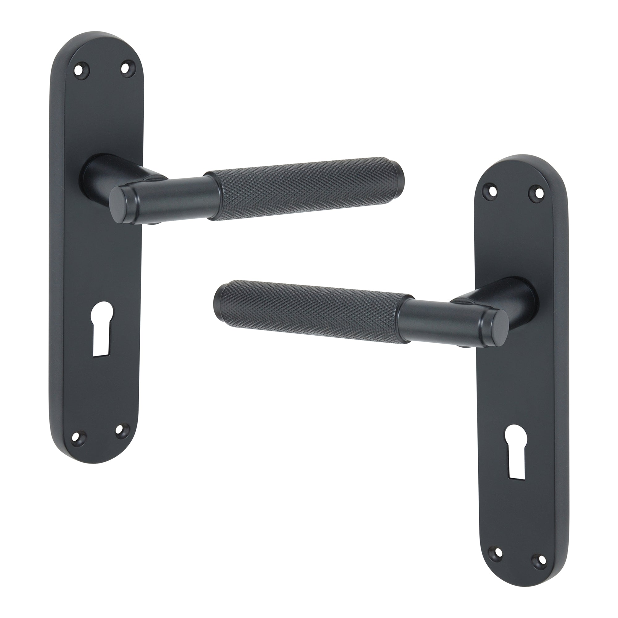 Connaught Knurled Lever on Backplate Lock Matt Black