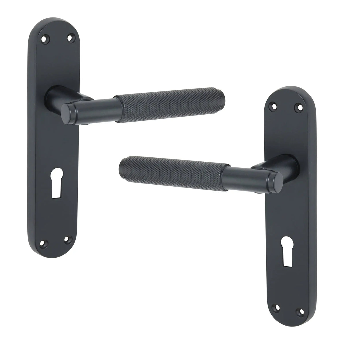 Connaught Knurled Lever on Backplate Lock Matt Black Spira