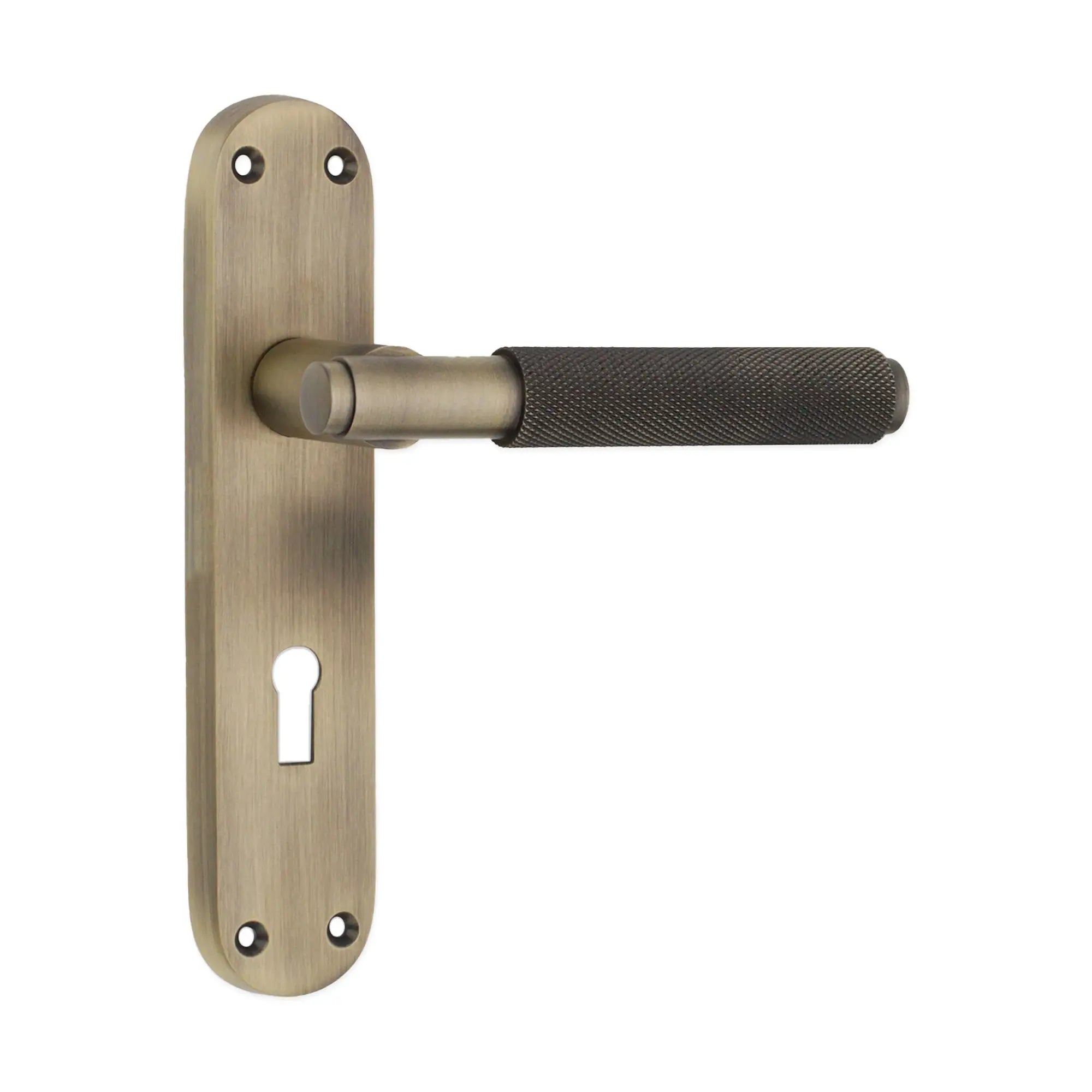 Connaught Knurled Lever on Backplate Lock Matt Antique Spira