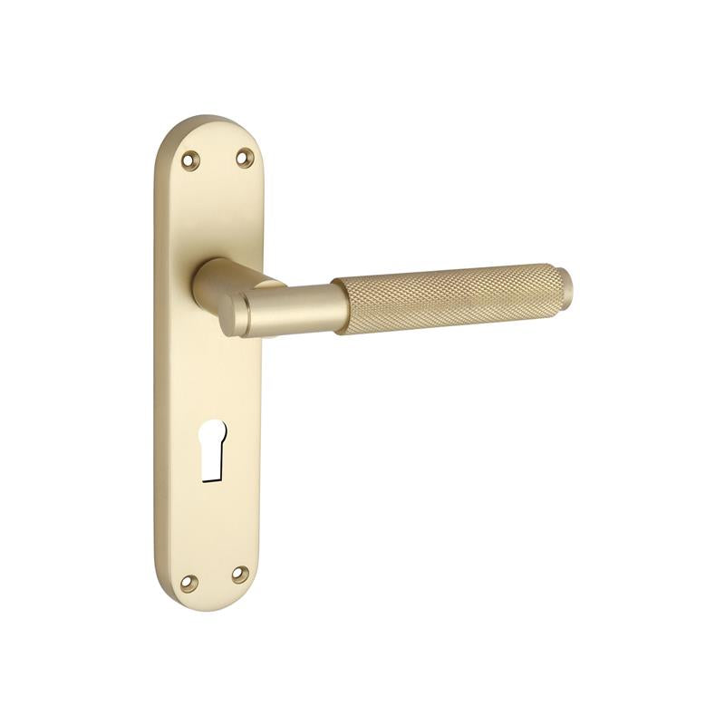 Connaught Knurled Lever on Backplate Lock Satin Brass