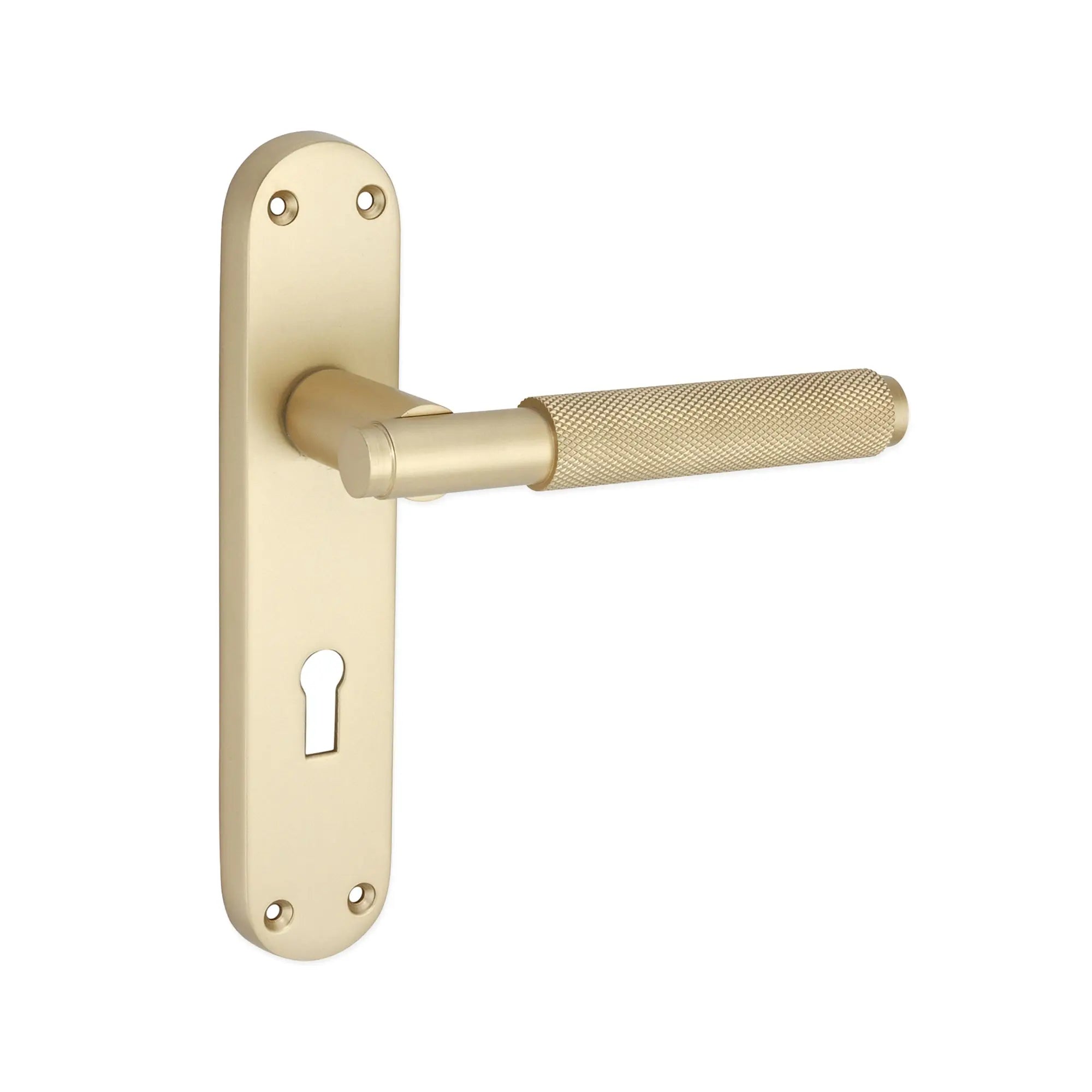 Connaught Knurled Lever on Backplate Lock Satin Brass Spira