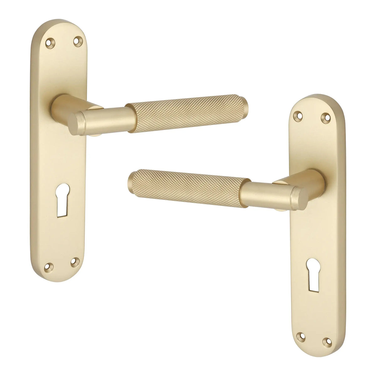 Connaught Knurled Lever on Backplate Lock Satin Brass Spira
