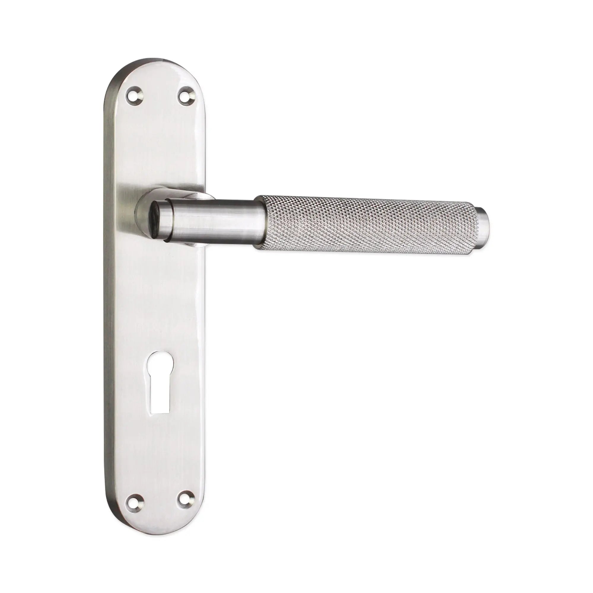 Connaught Knurled Lever on Backplate Lock Satin Nickel Spira