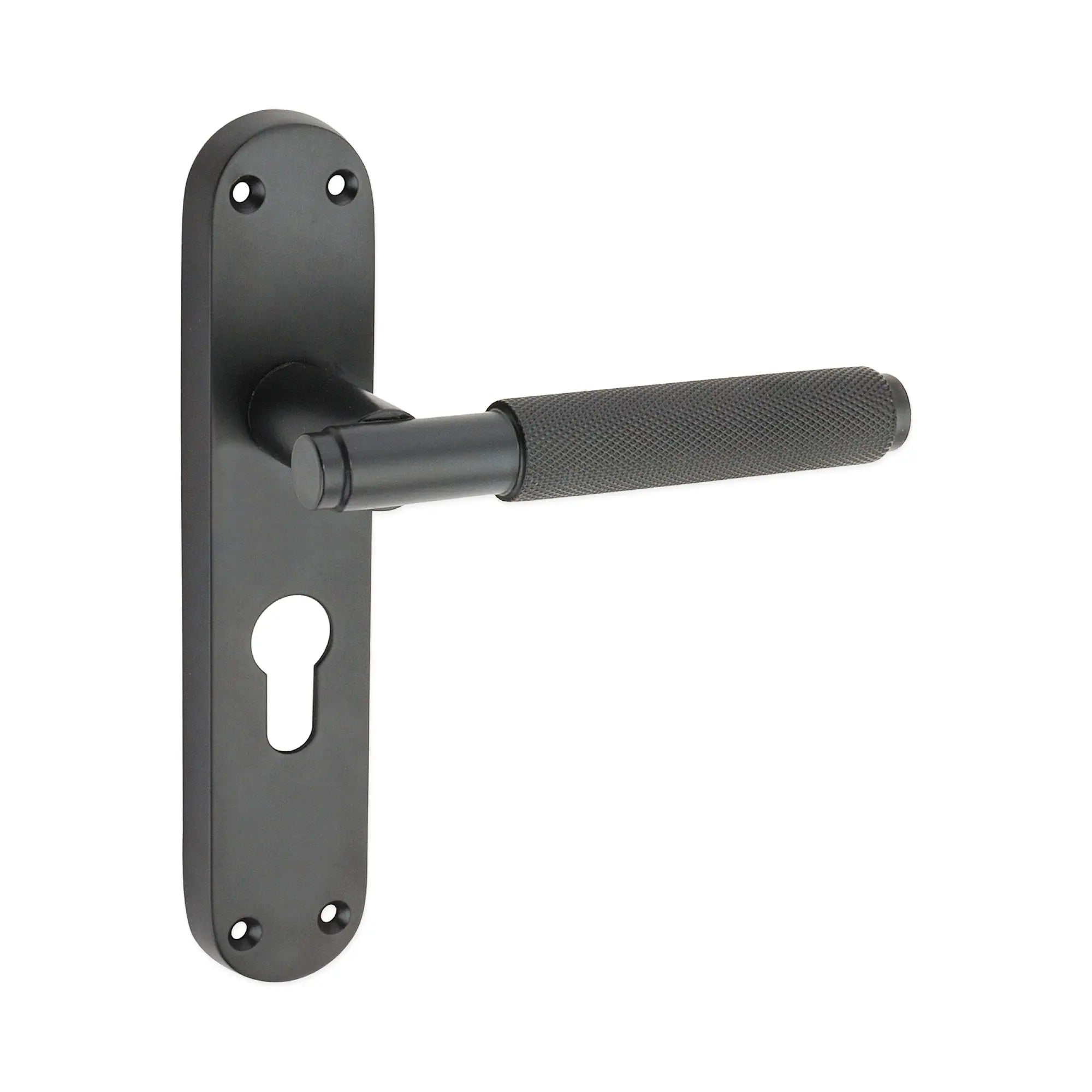 Connaught Knurled Lever on Backplate Euro Matt Black Spira