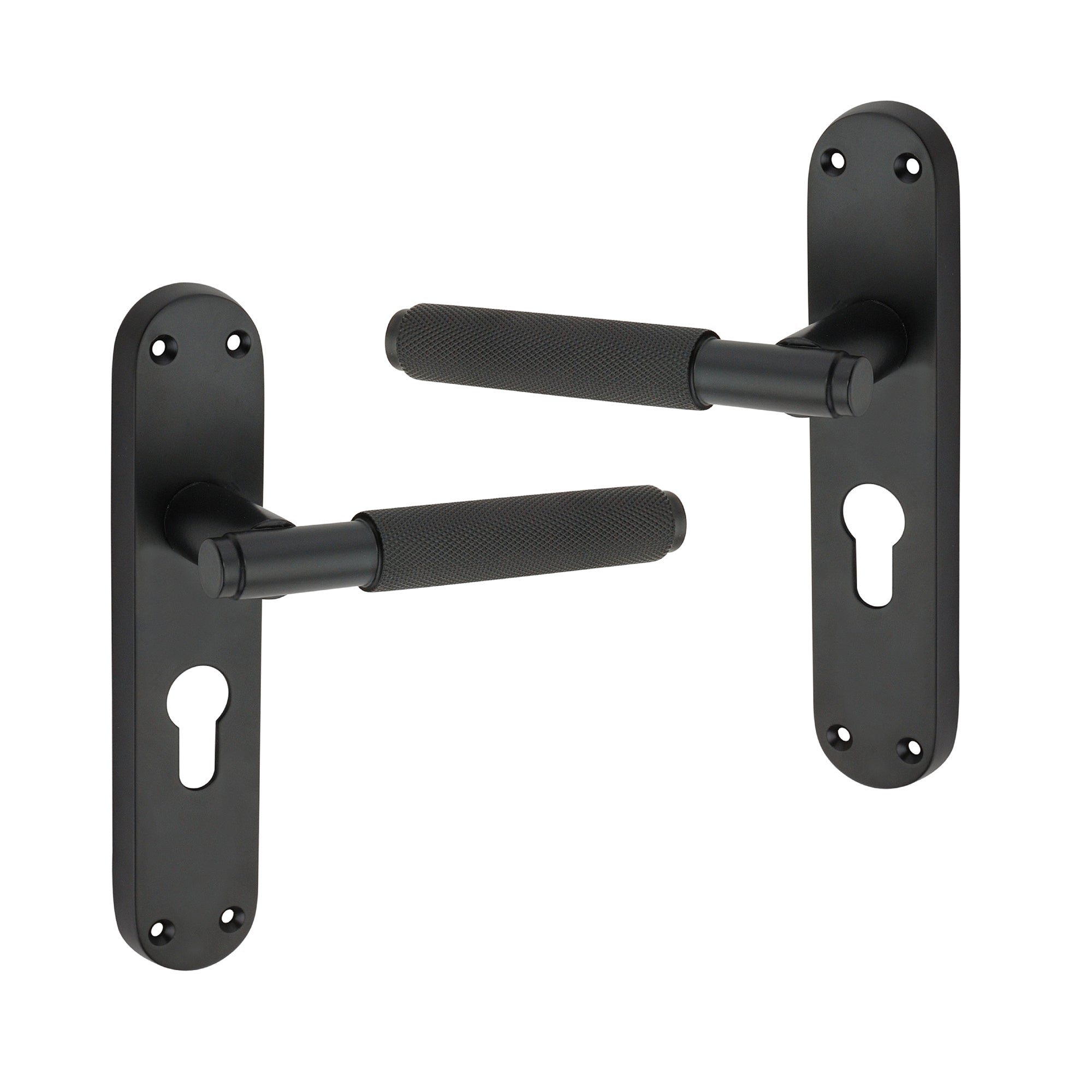 Connaught Knurled Lever on Backplate Euro Matt Black
